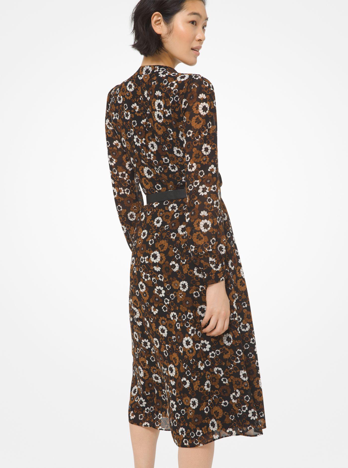 michael michael kors floral georgette shirtdress