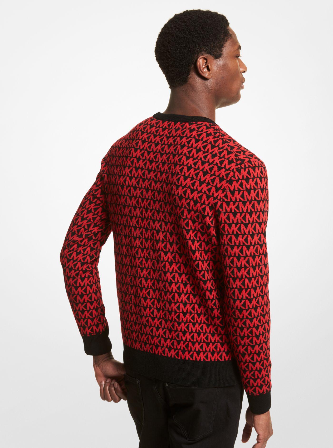 Michael Kors Logo Jacquard Merino Wool Sweater in Red for Men | Lyst