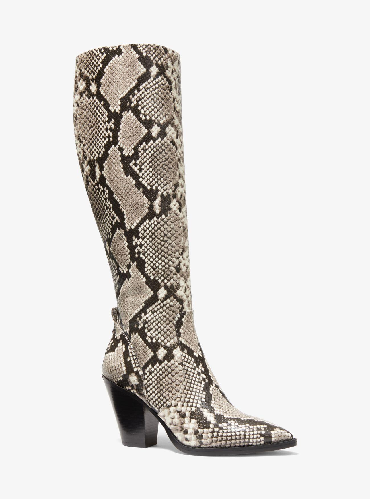 Michael Kors Dover Python Embossed Faux Leather Knee Boot in White ...
