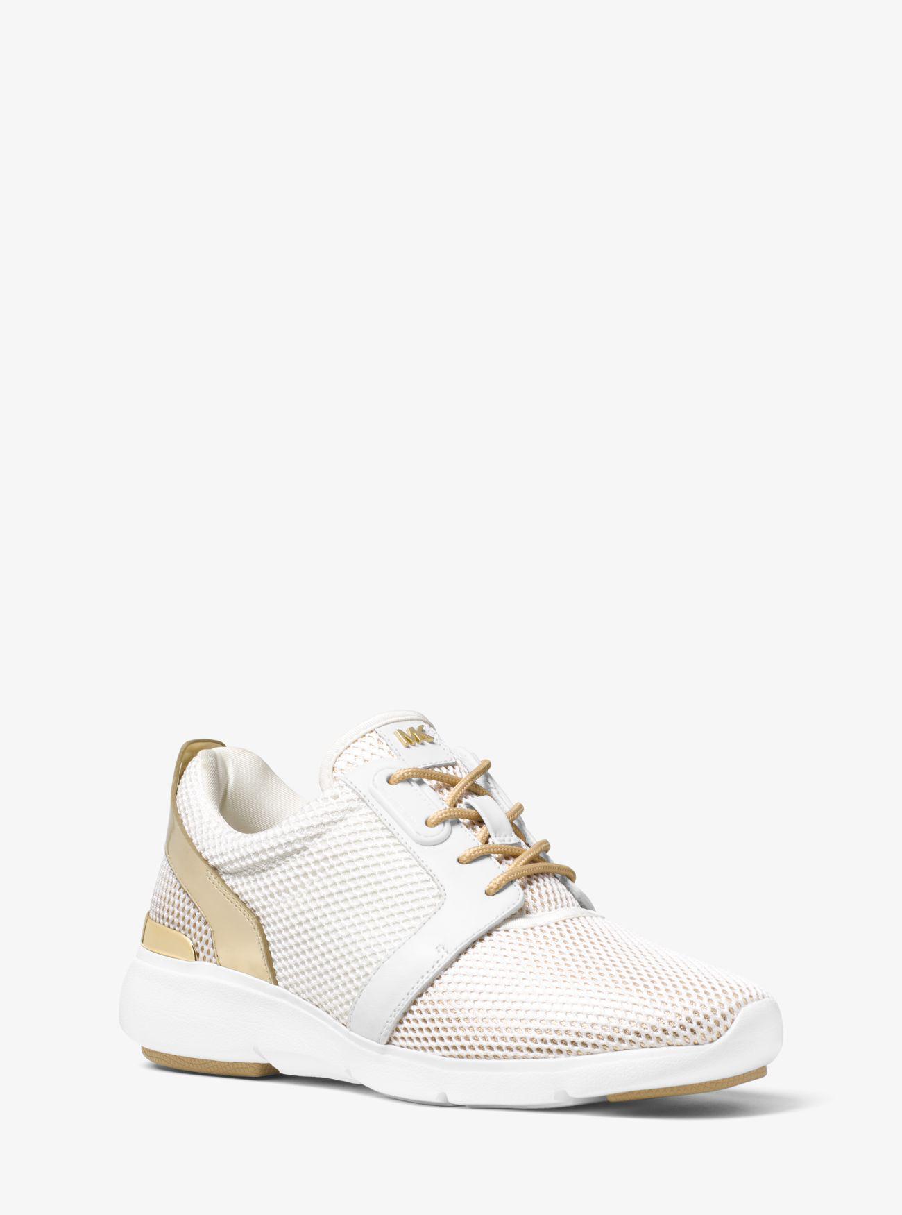 Michael Kors Leather Amanda Mesh Sneaker in White/Pale Gold (White) - Lyst
