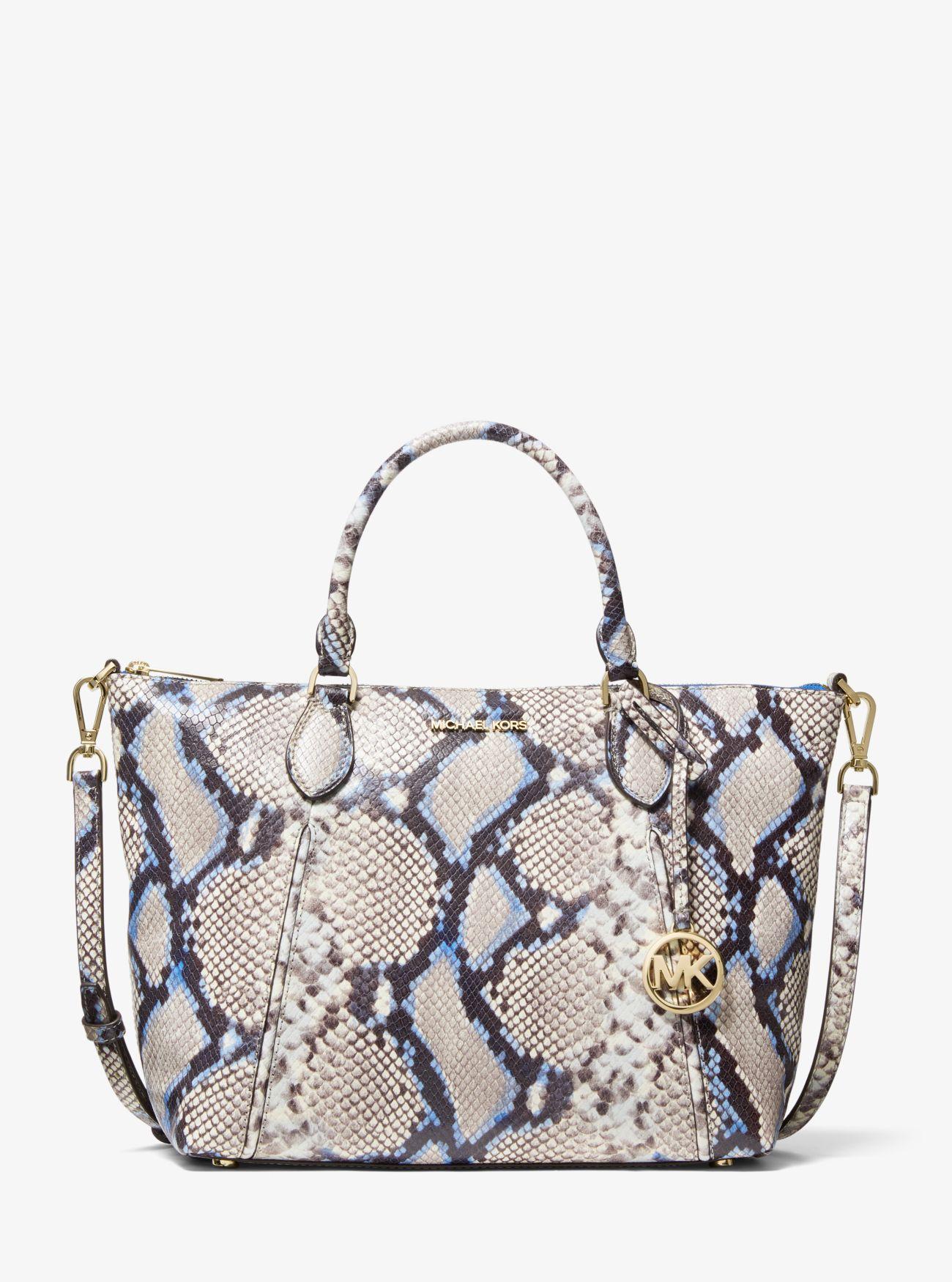 Michael kors lenox large python embossed leather satchel hotsell