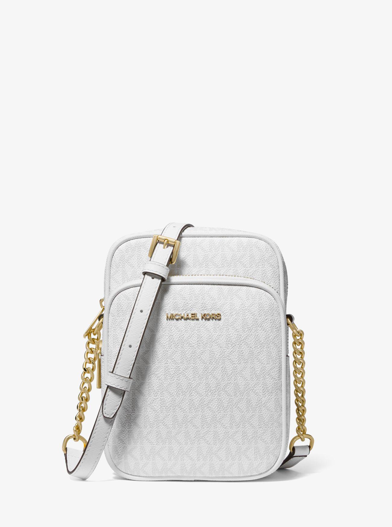 Michael Kors Jet Set Travel Medium Signature Logo Crossbody Bag in White Lyst UK