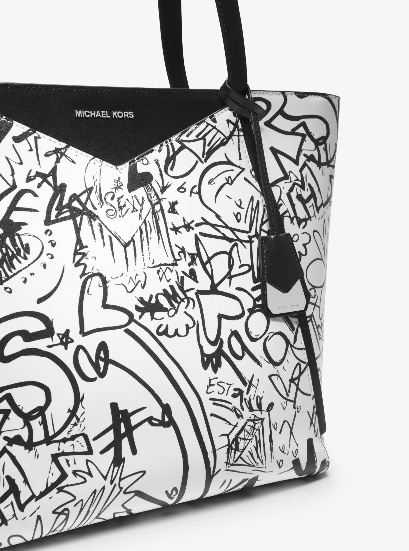Michael Kors Whitney Large Graffiti Leather Tote - Lyst