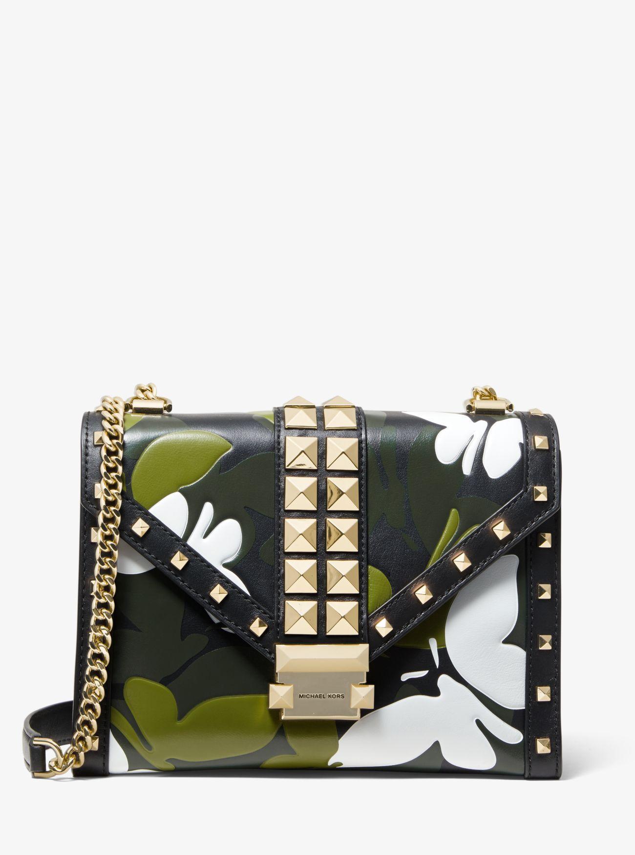 Michael Kors Leather Whitney Large Butterfly Camo Convertible Shoulder