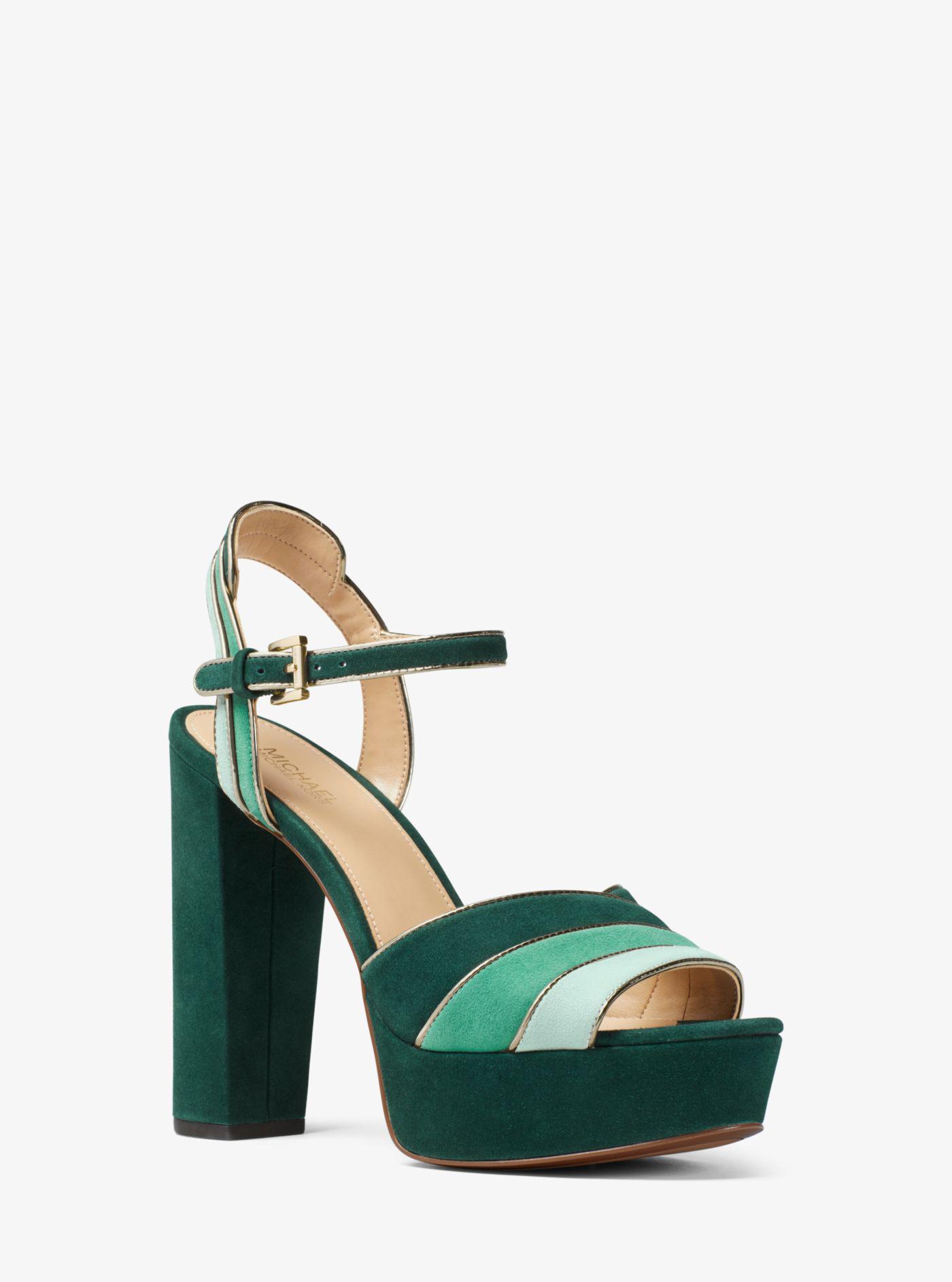 Michael Kors Harper Tri-color Suede Platform Sandal in Green | Lyst
