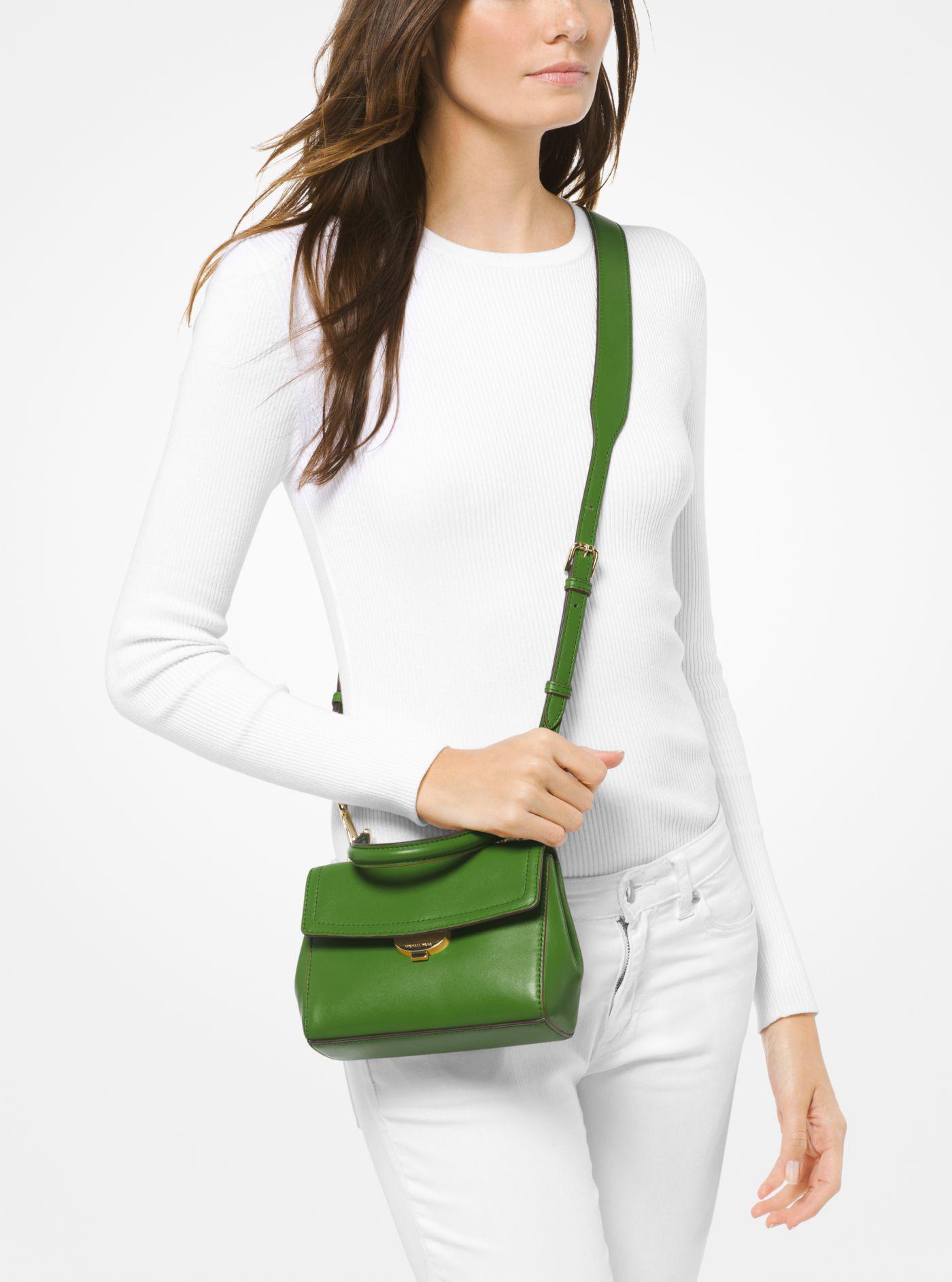 Michael Kors Ava Extra-small Leather Crossbody Bag in Green - Lyst
