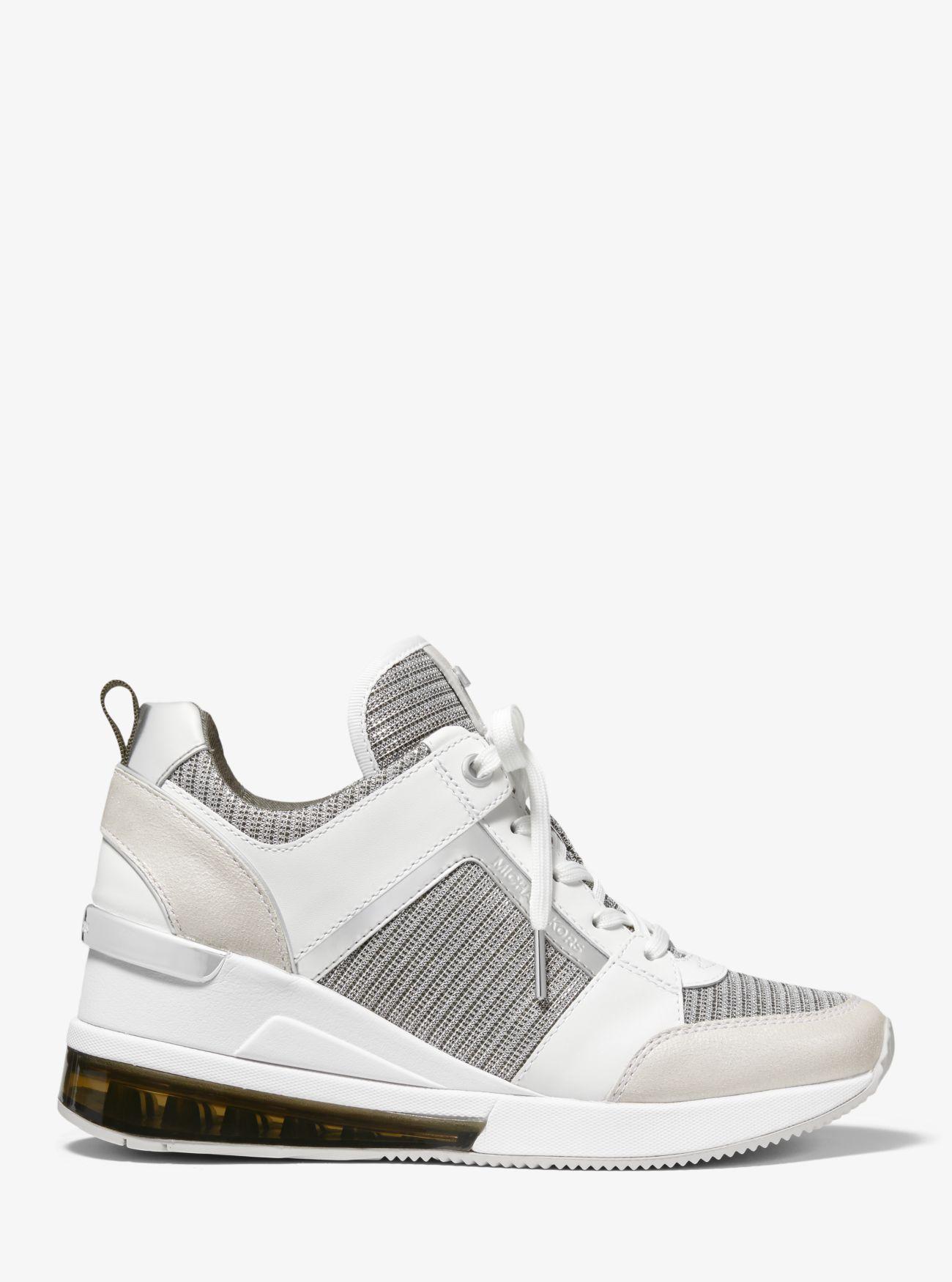 olympia glitter chain mesh and leather trainer