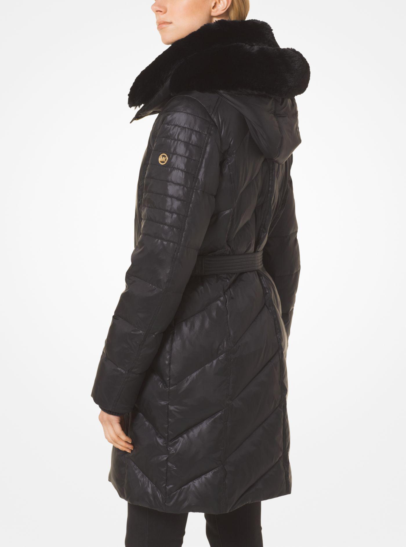 Michael Kors Quilted Nylon And Faux Fur Puffer In Black Lyst