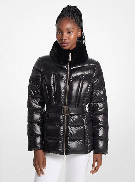 michael michael kors quilted faux fur trim parka