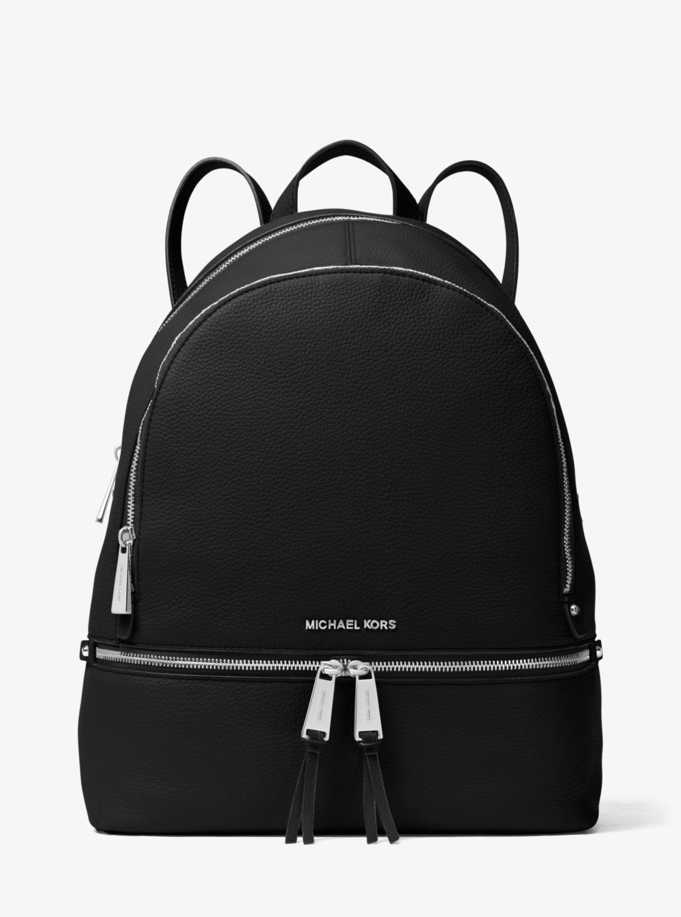 Lyst - Michael Kors Rhea Large Leather Backpack in Black