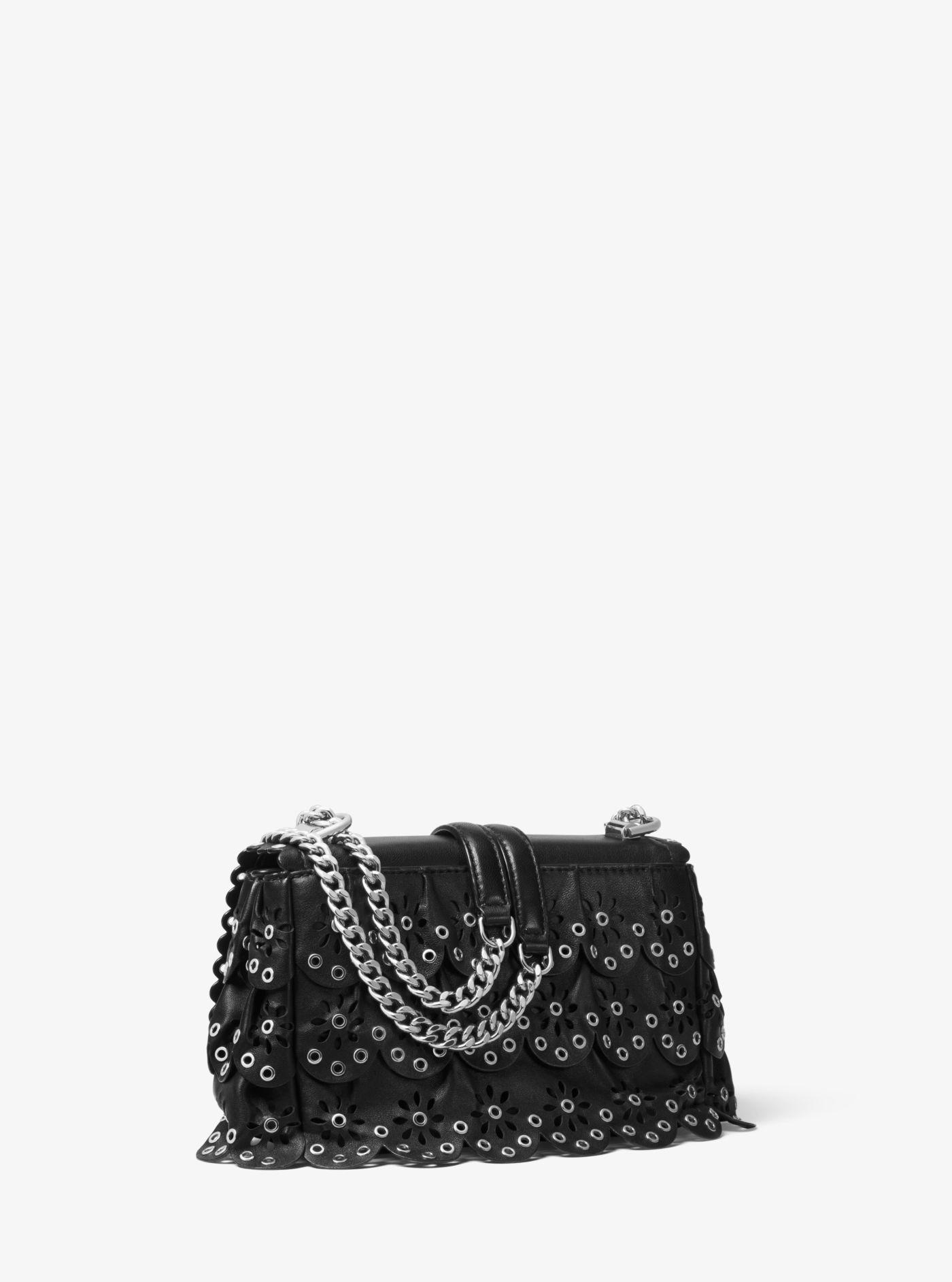 sloan small floral scalloped leather shoulder bag