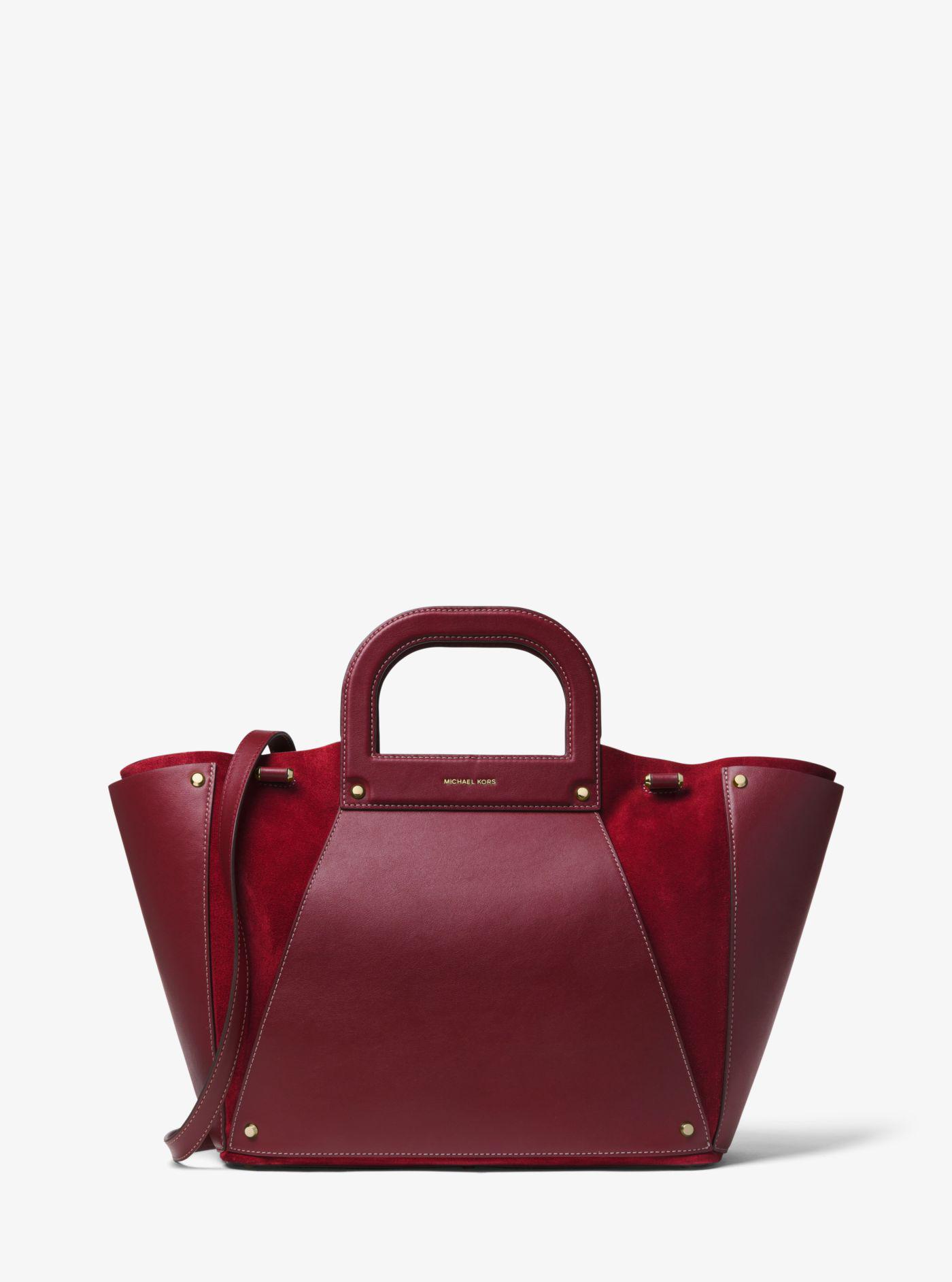 clara large leather and suede tote