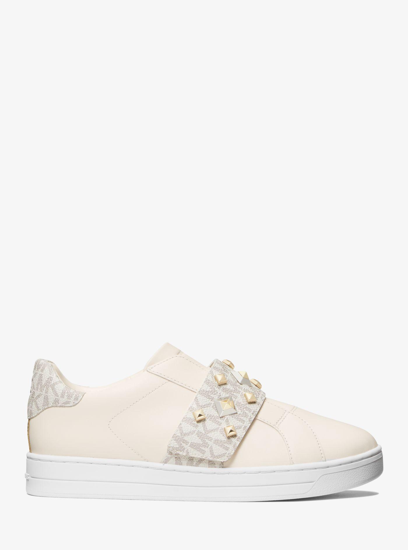 Michael Kors Kenna Leather And Studded Logo Sneaker | Lyst