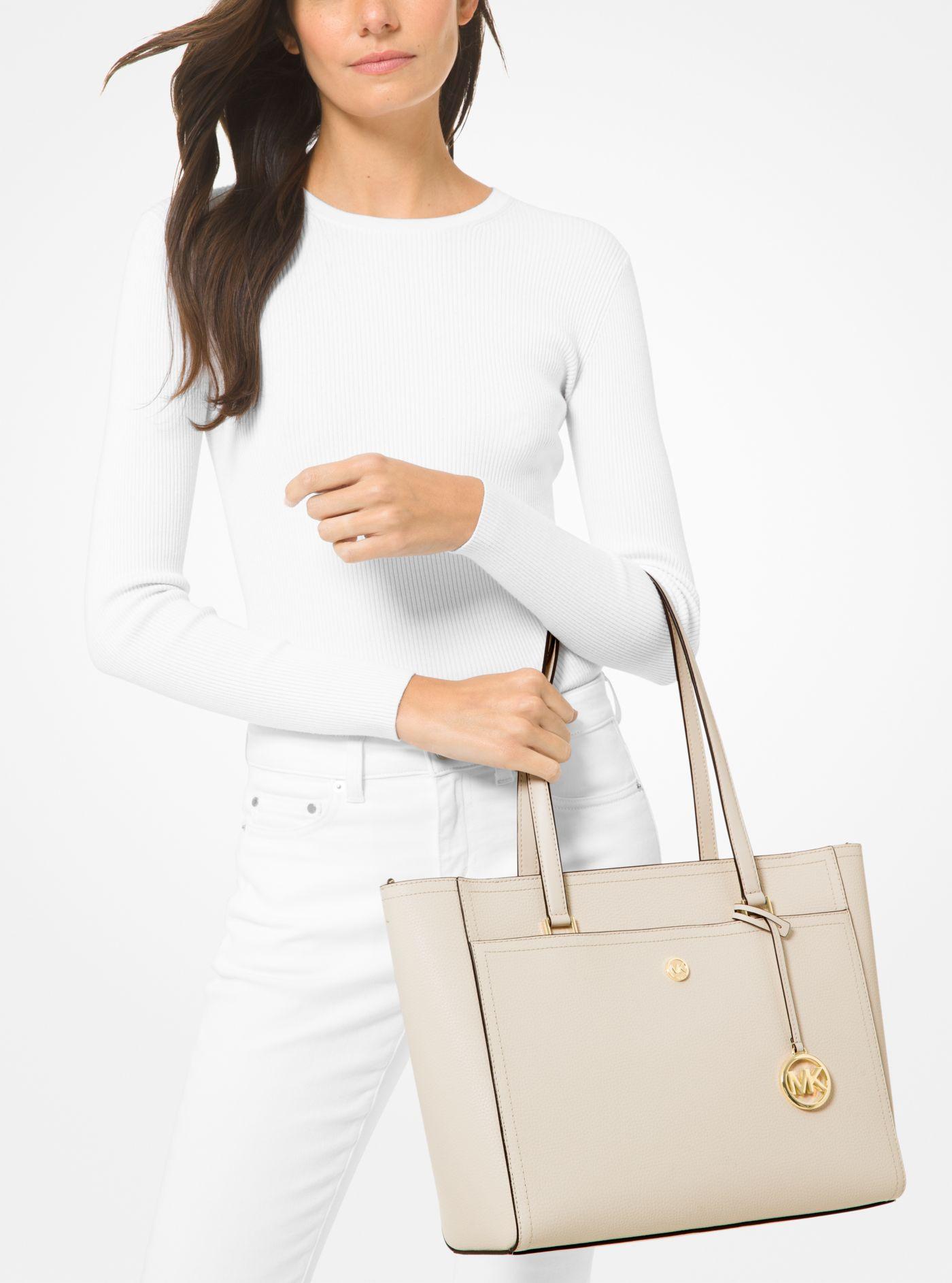 Michael Kors Maisie Large Pebbled Leather 3-in-1 Tote Bag in Natural | Lyst