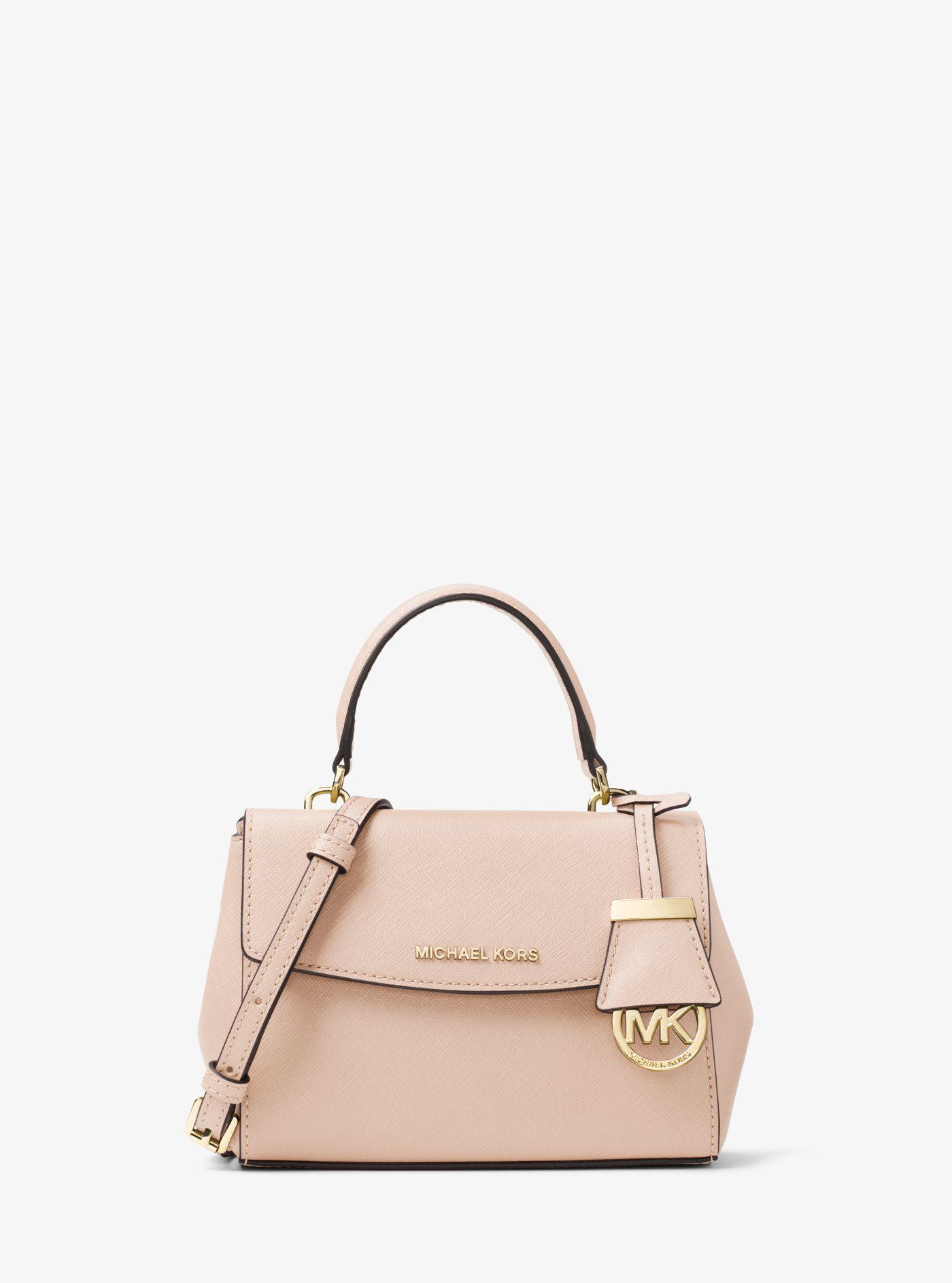 Michael Kors Ava Extra-small Saffiano Leather Crossbody in Pink | Lyst