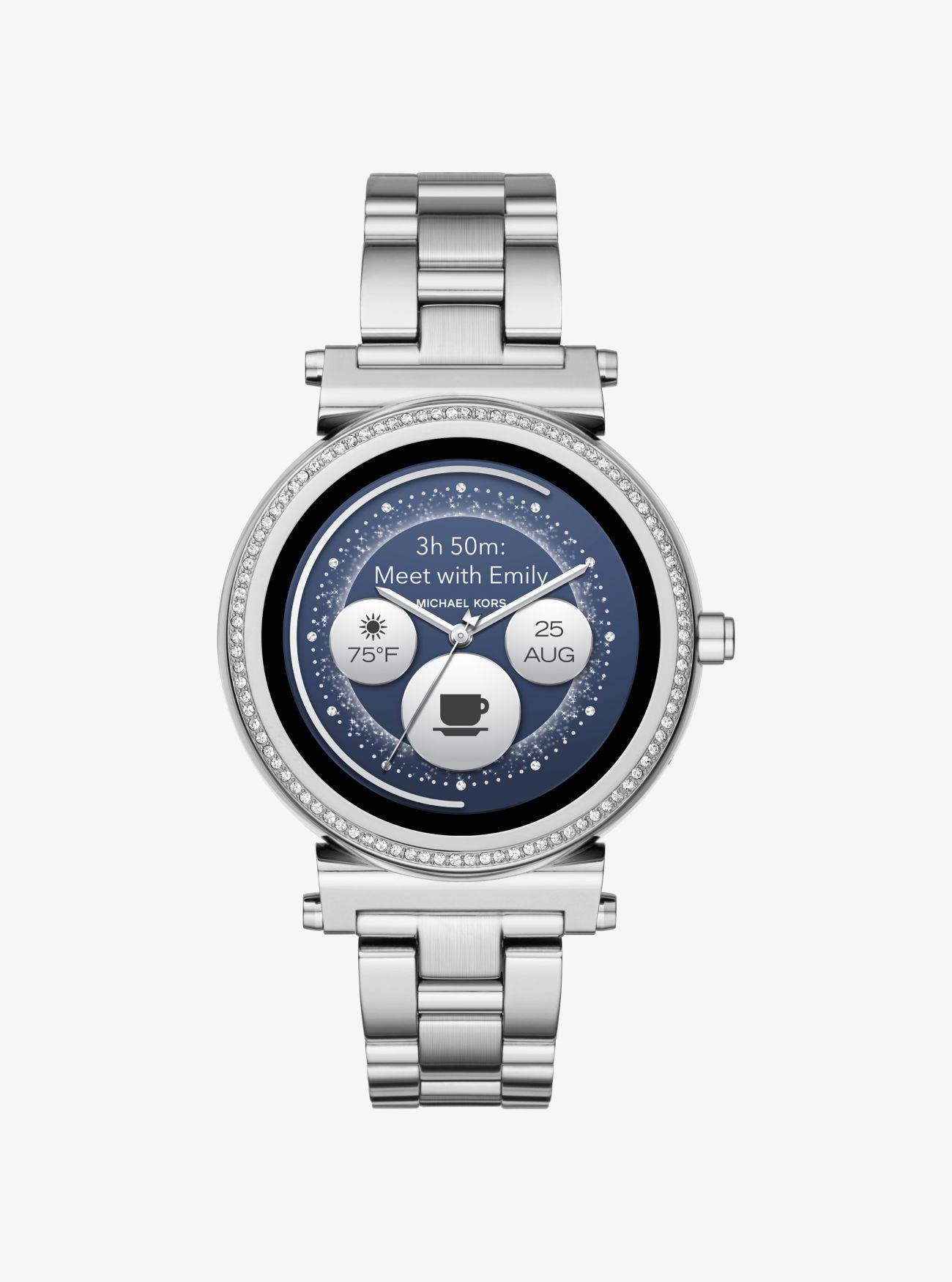 michael kors sofie pave silver tone smartwatch