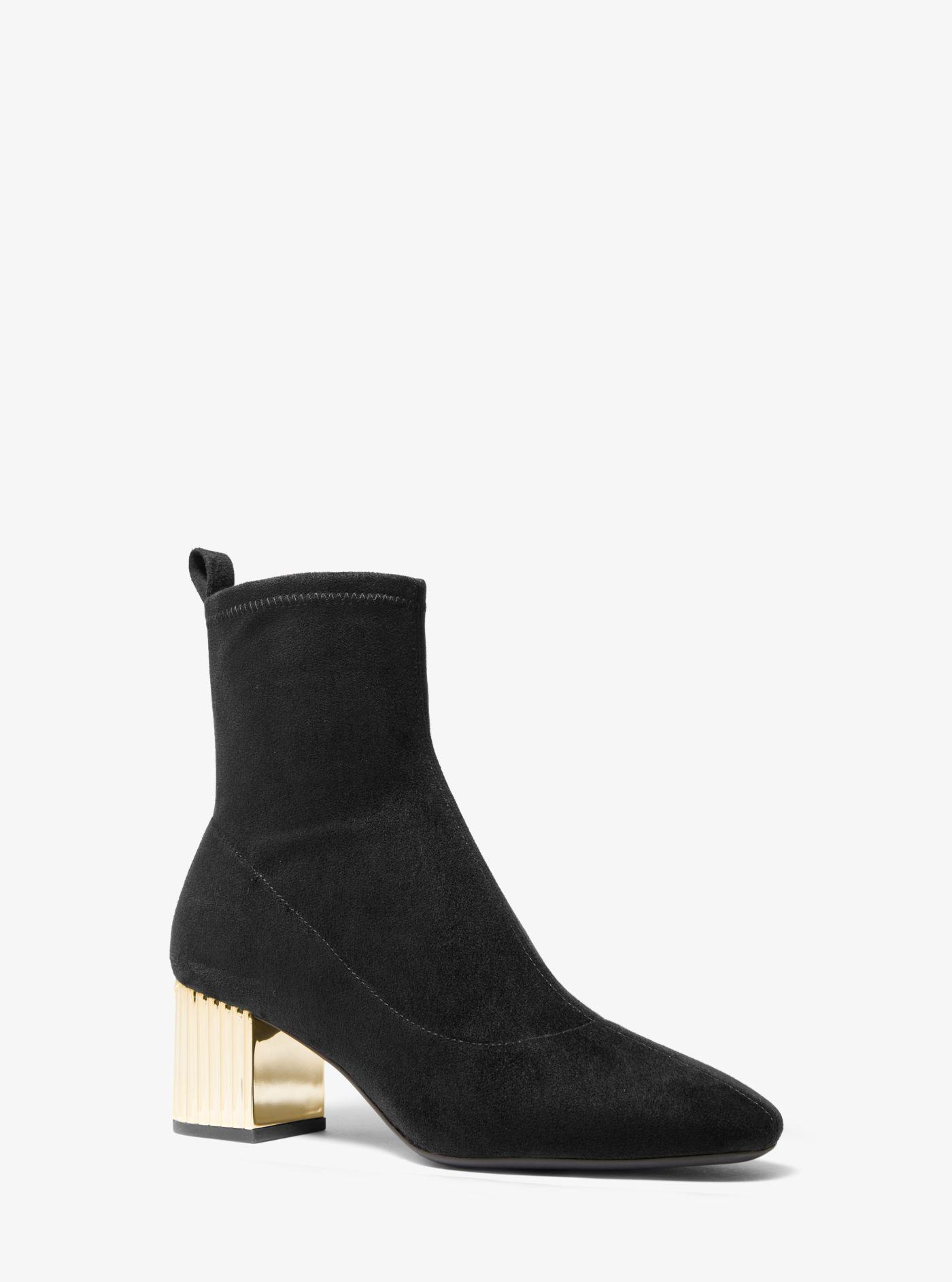 Michael Kors Porter Faux Suede Ankle Boot in Black | Lyst