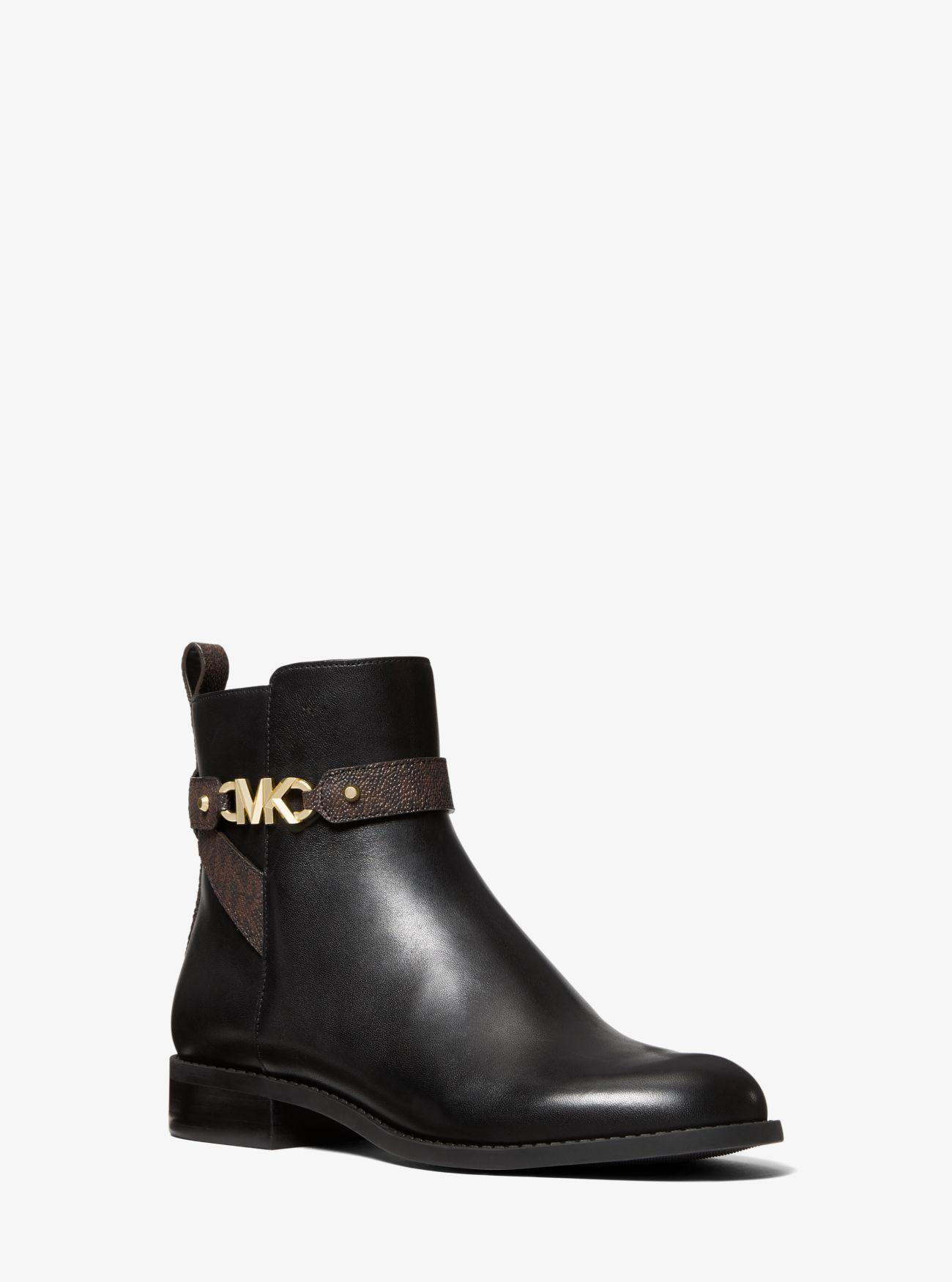 Michael Kors Farrah Leather And Logo Ankle Boot in Black | Lyst UK