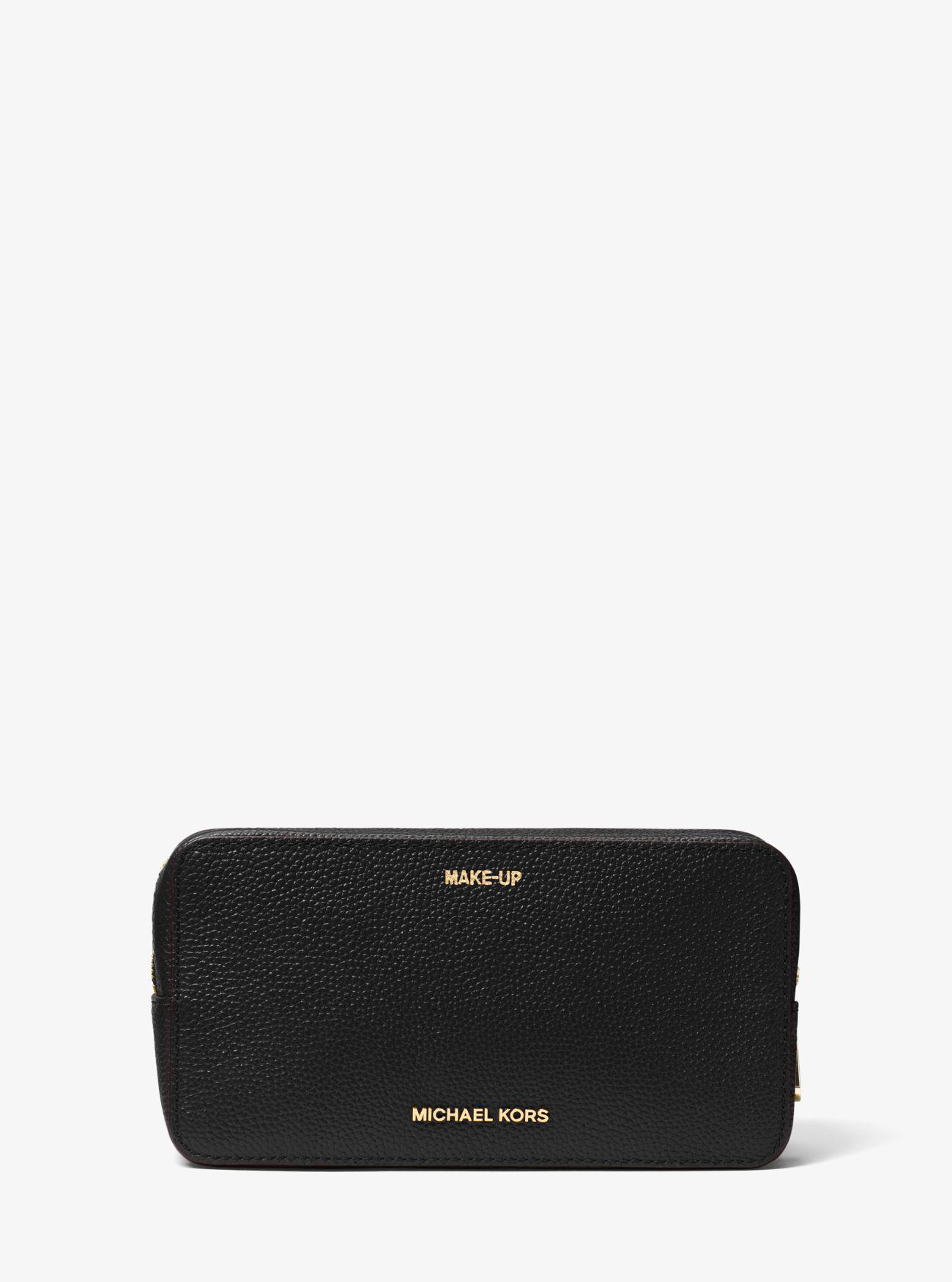 Michael Kors Jet Set Travel Leather Cosmetic Pouch in Black - Lyst