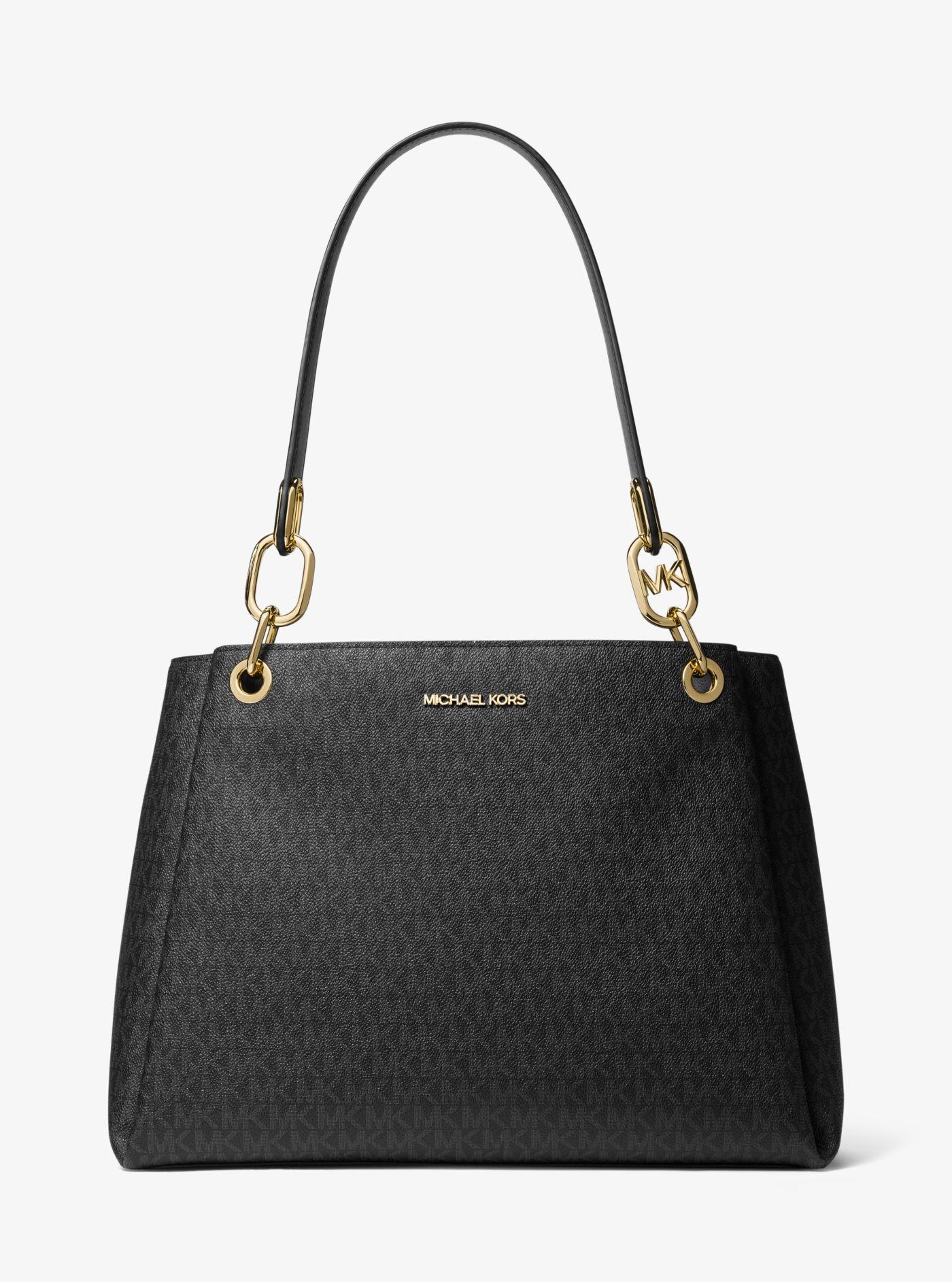 Michael Kors Trisha Large Logo Shoulder Bag in Black Lyst