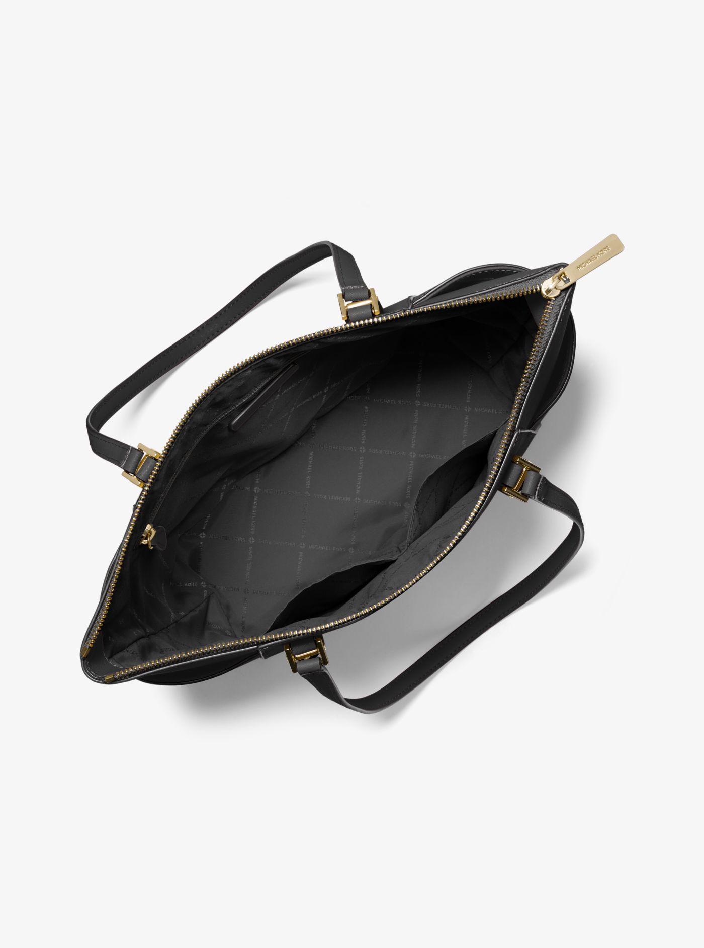 Black Royce 'Charlotte' Saffiano Tote Bag Saffiano Italian Cowhide Leather 