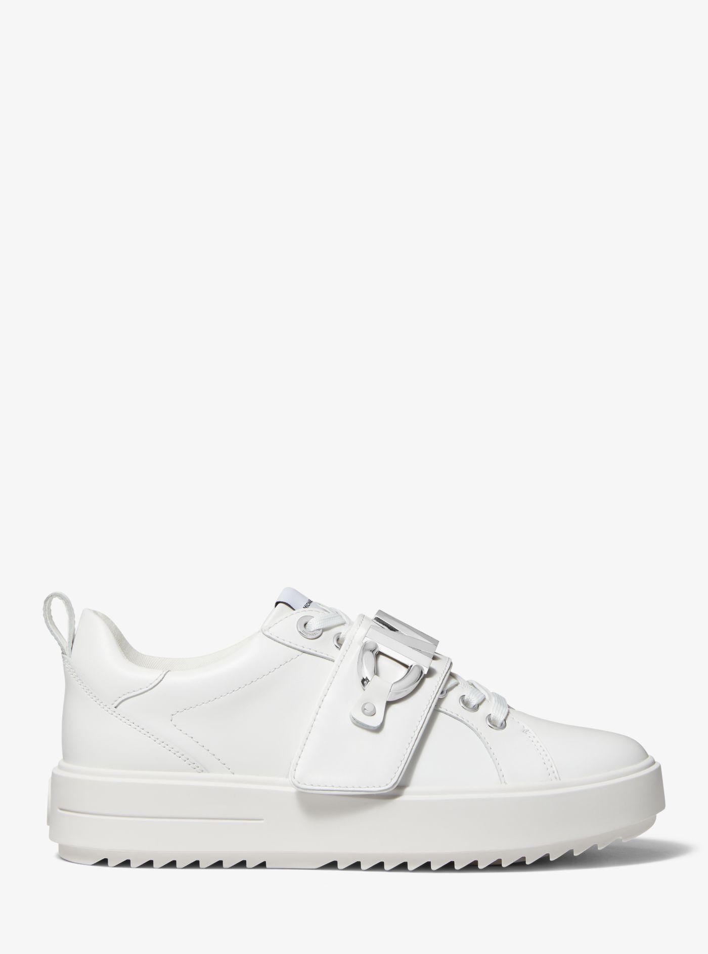 Michael Kors Emmett Logo Embellished Leather Sneaker in White | Lyst