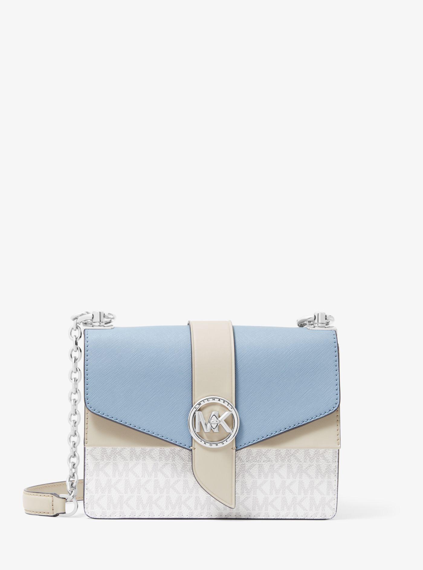 Michael Kors Greenwich Small Two-tone Logo And Saffiano Leather Crossbody  Bag in Blue | Lyst