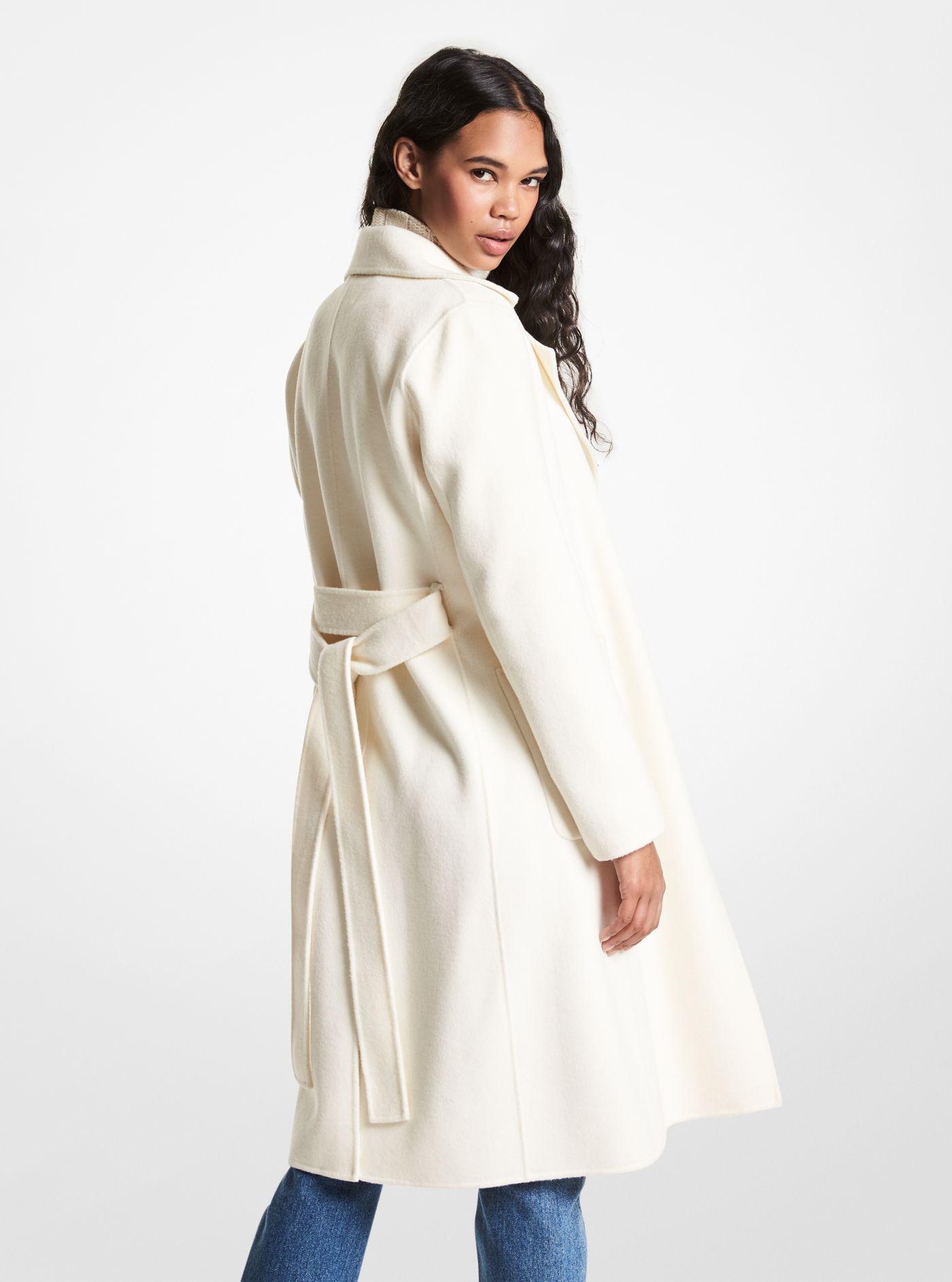 Michael Kors Wool Blend Wrap Coat in Natural | Lyst