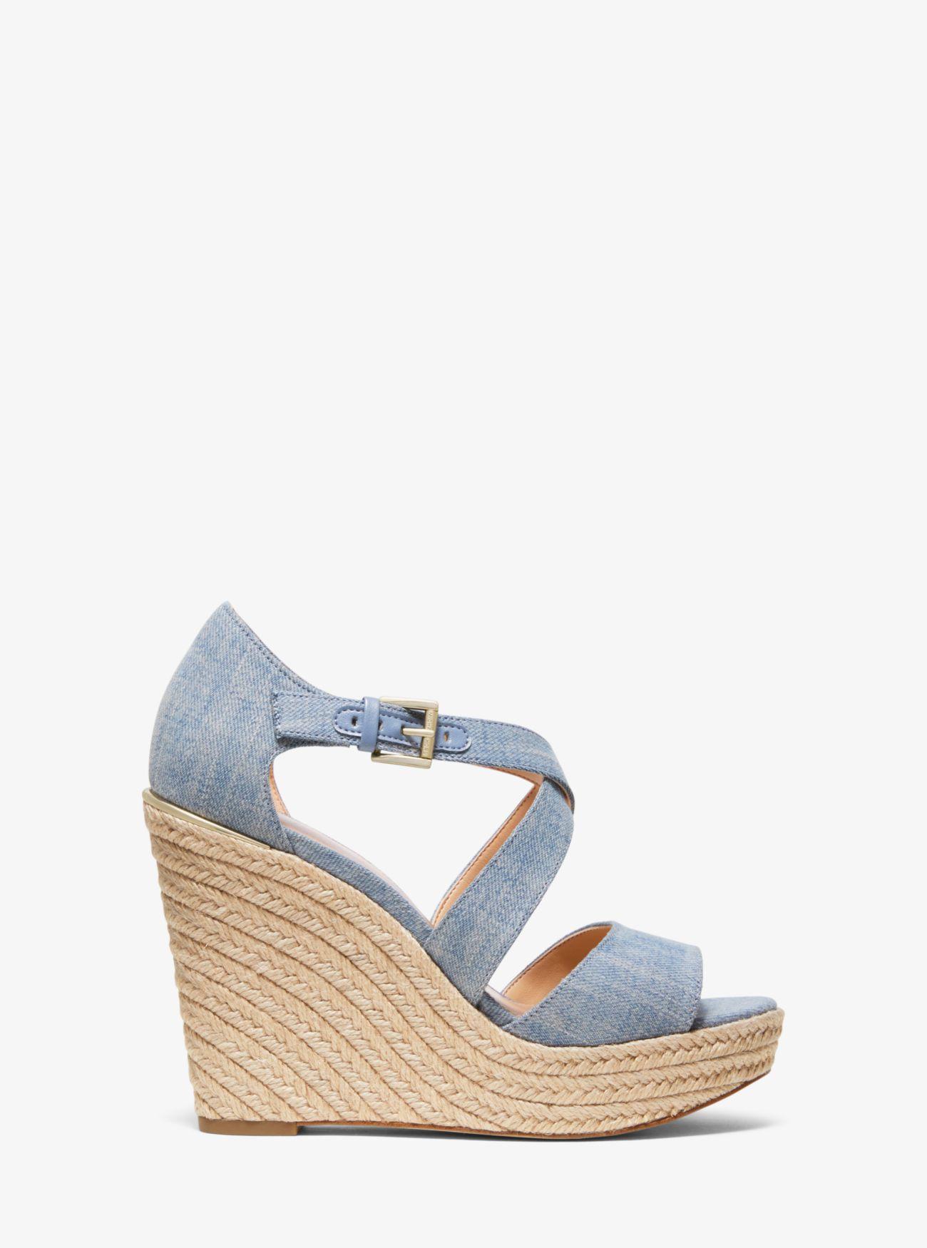 michael kors denim wedges