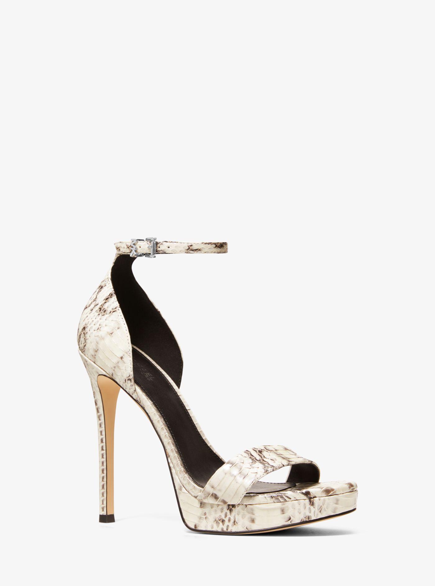 Michael Kors Jordyn Snakeskin Platform Sandal in White Lyst