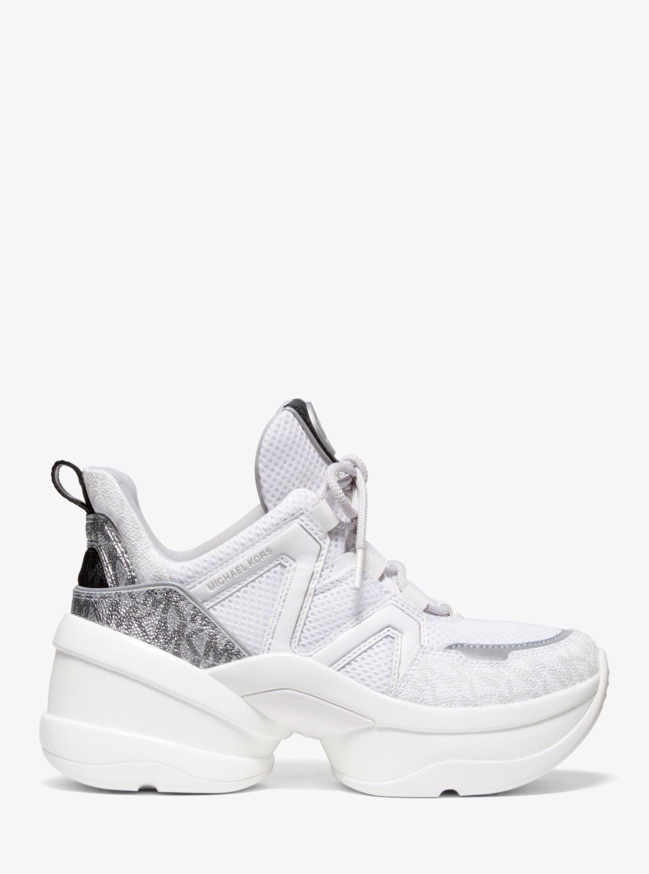Michael Kors Olympia Mesh And Logo Trainer in White | Lyst Canada
