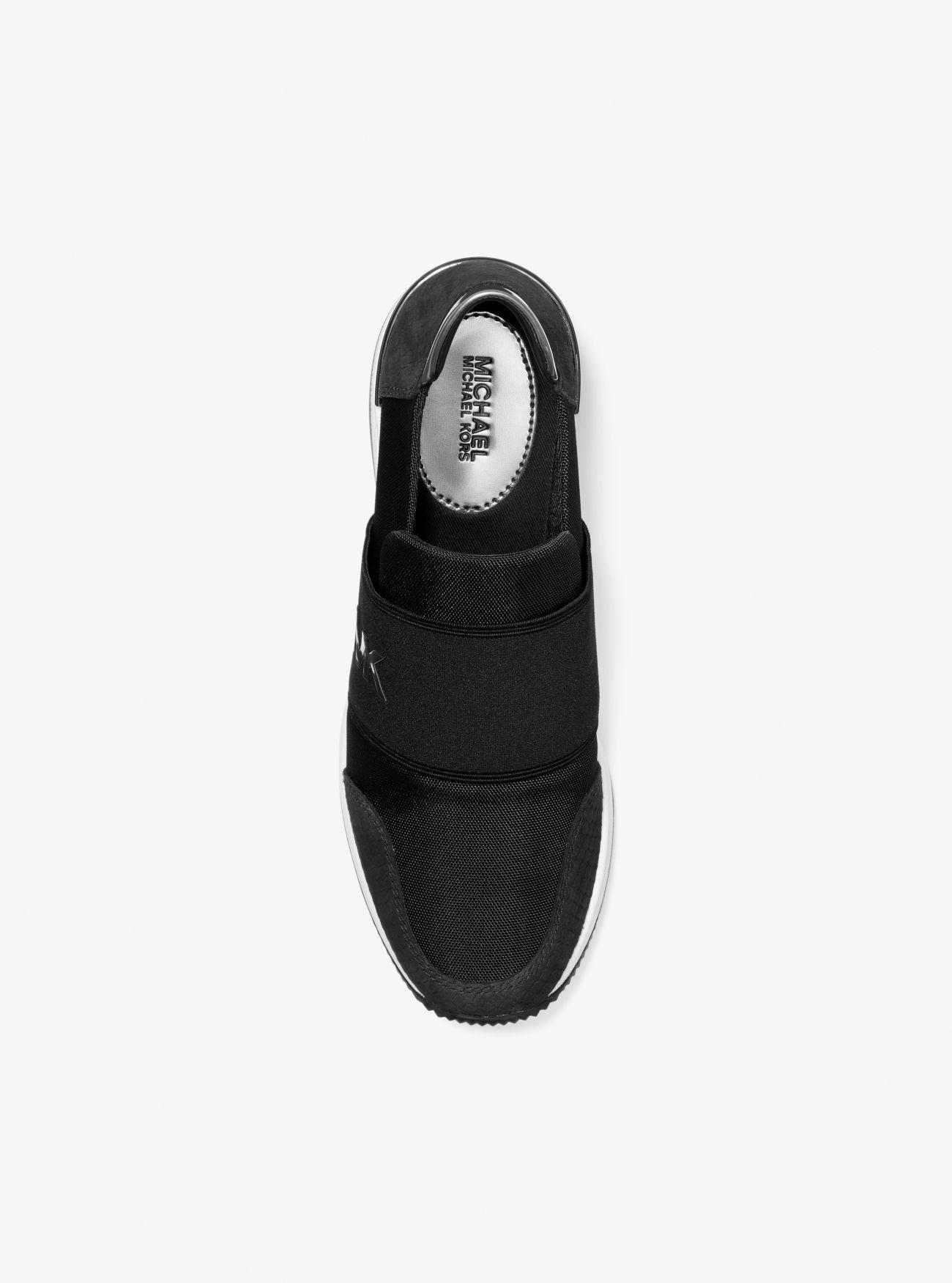 Michael Kors Felix Canvas And Snake-embossed Nubuck Trainer in Black - Lyst
