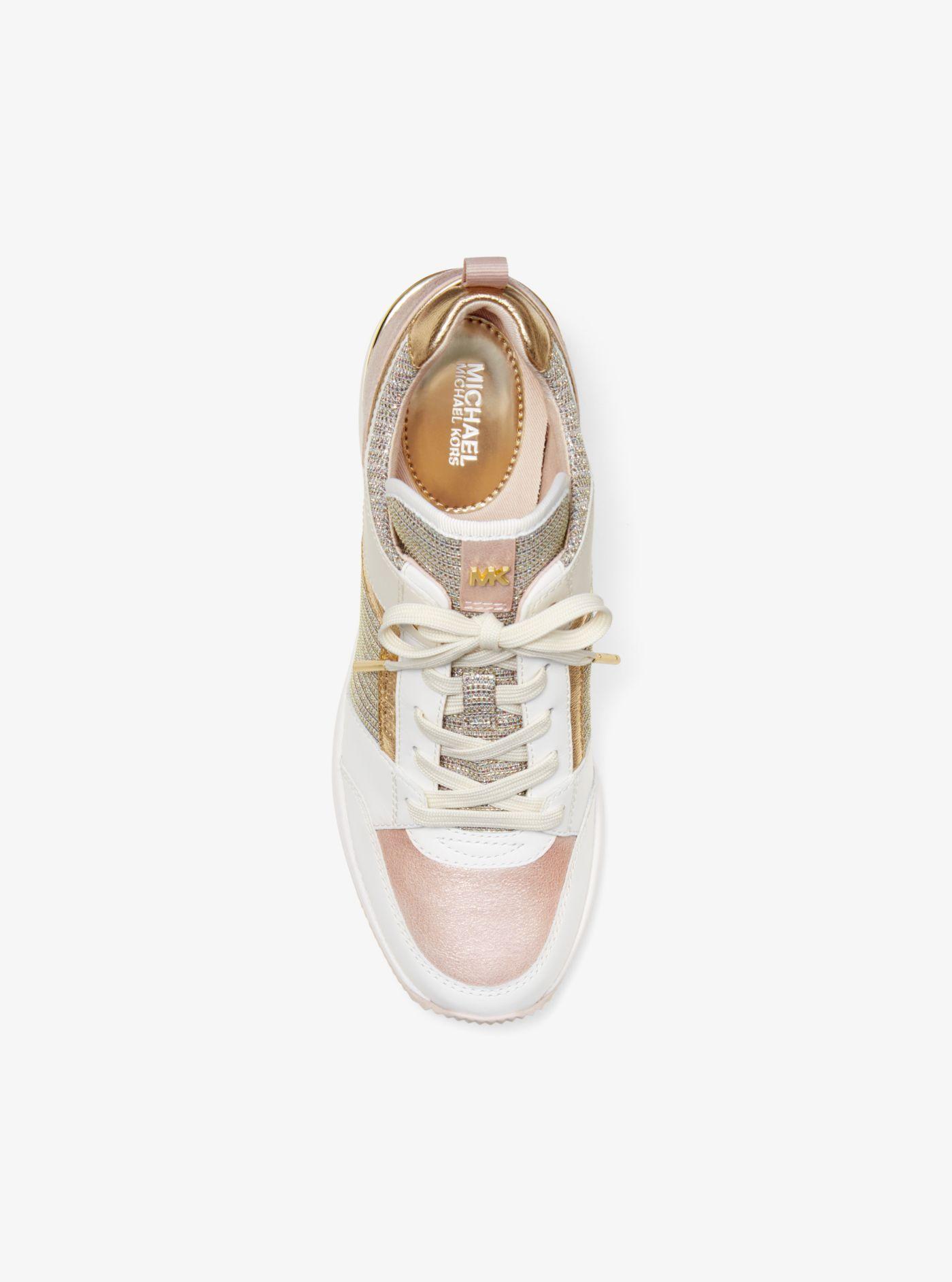 Michael Kors Georgie Leather And Chain-mesh Trainer | Lyst