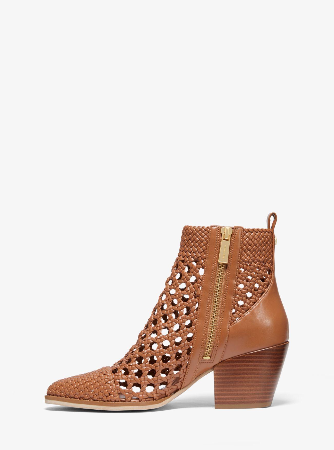 Augustine Woven Ankle Boot in Brown 
