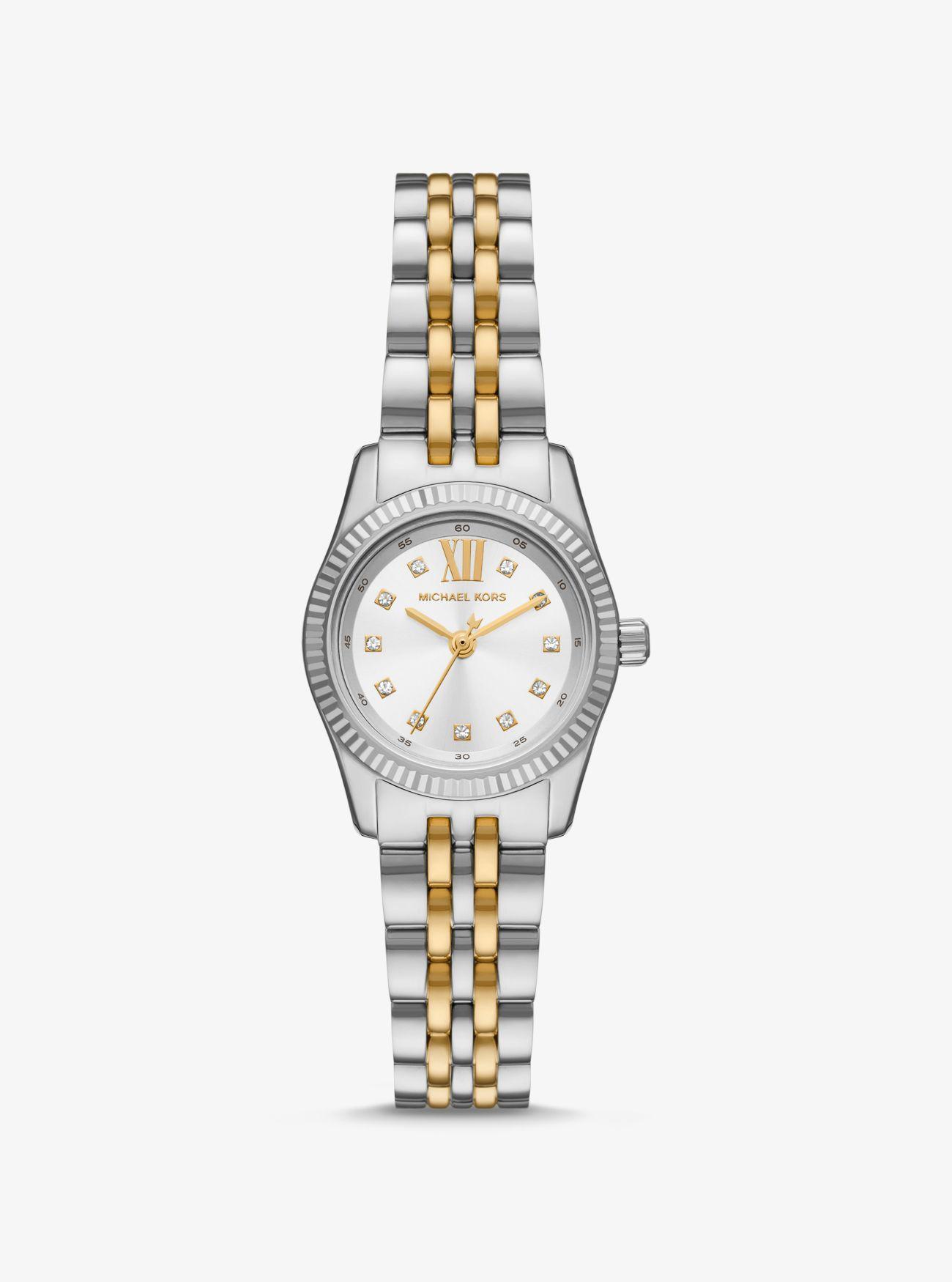 Michael Kors Petite Lexington Pavé Two-tone Watch in White | Lyst UK