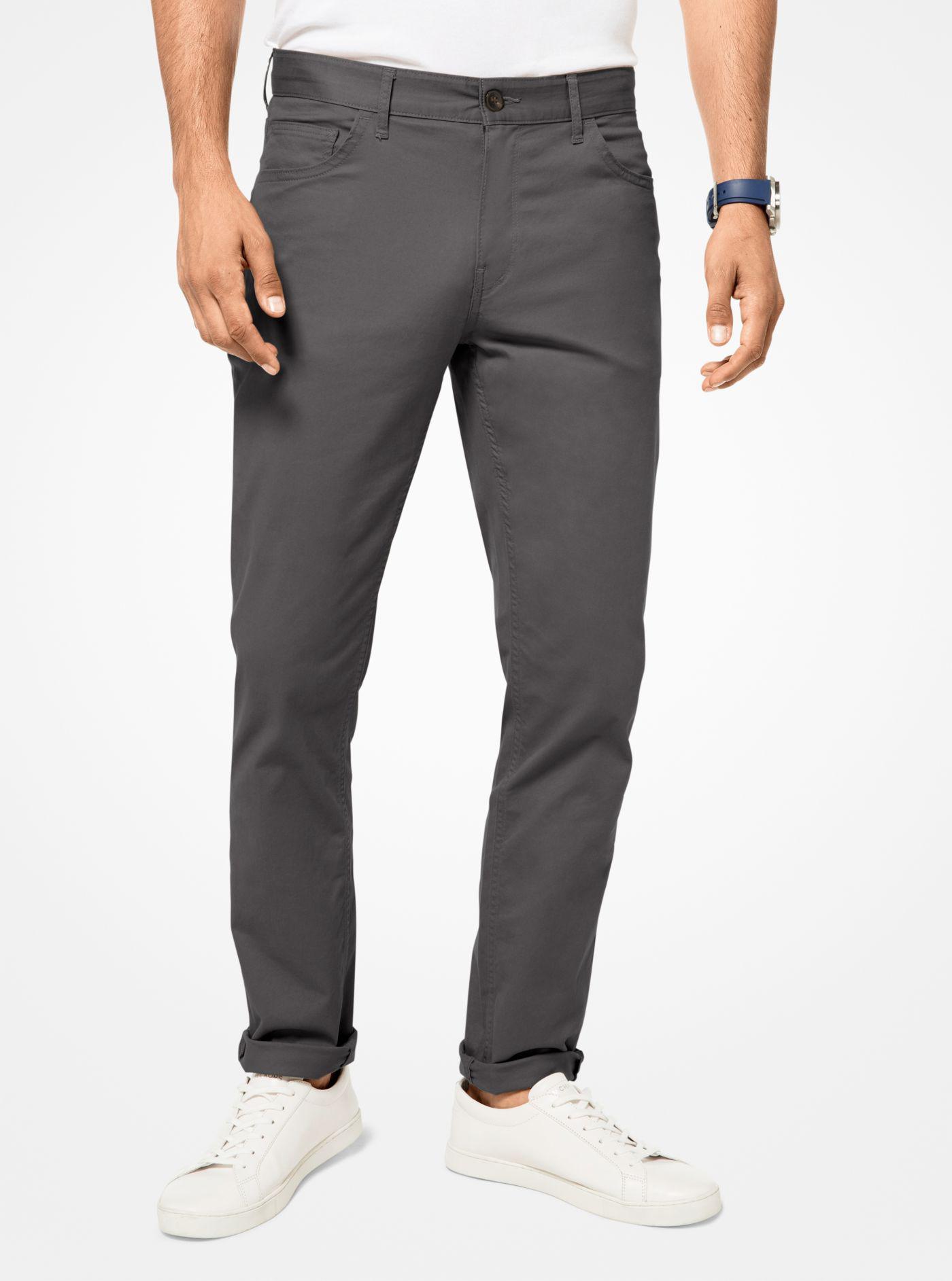 Michael Kors Cotton Parker Slim-fit Stretch-twill Pants in Smoke (Gray ...