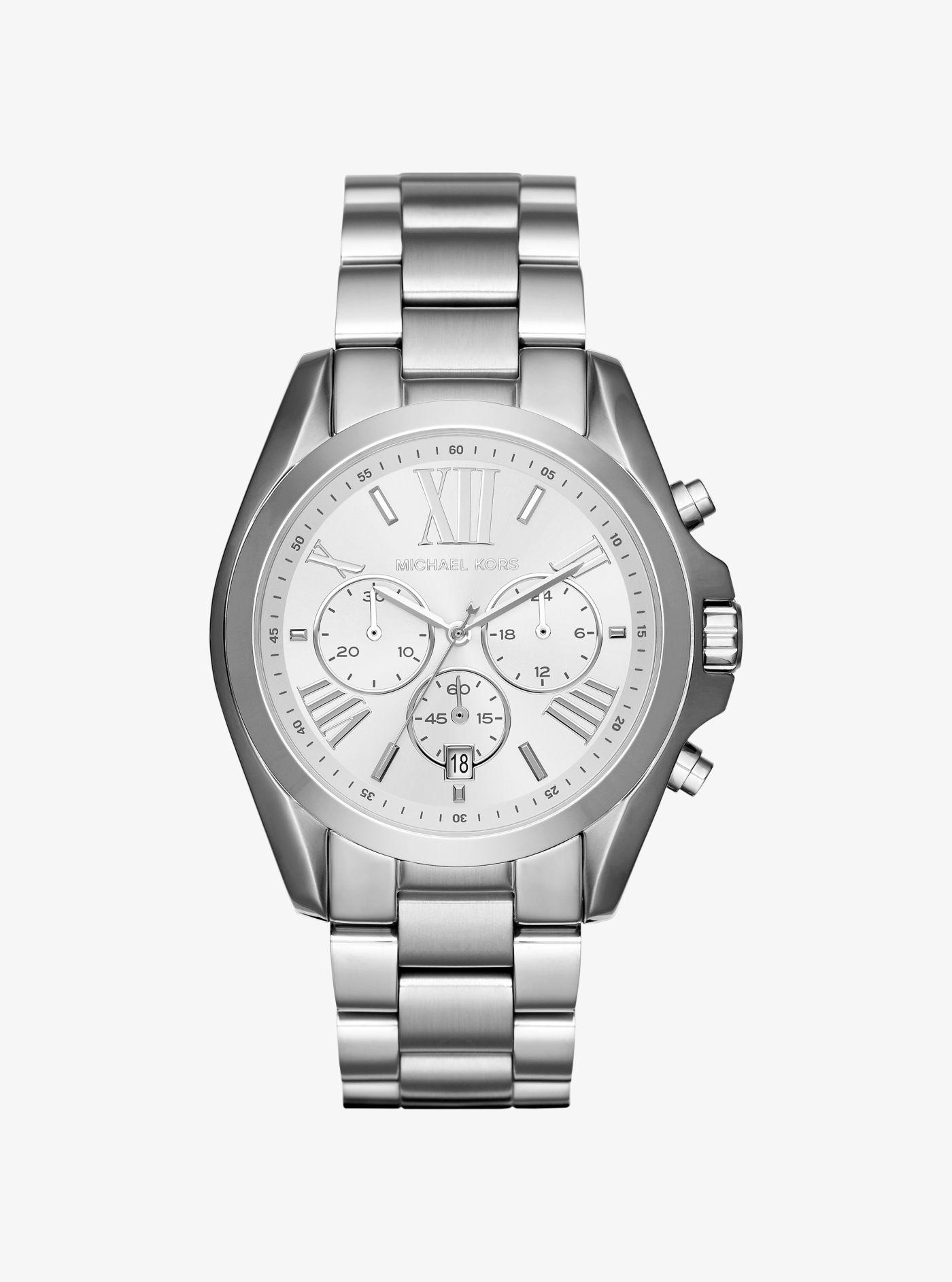 Michael Kors Oversize Bradshaw Silver-tone Watch in Metallic | Lyst