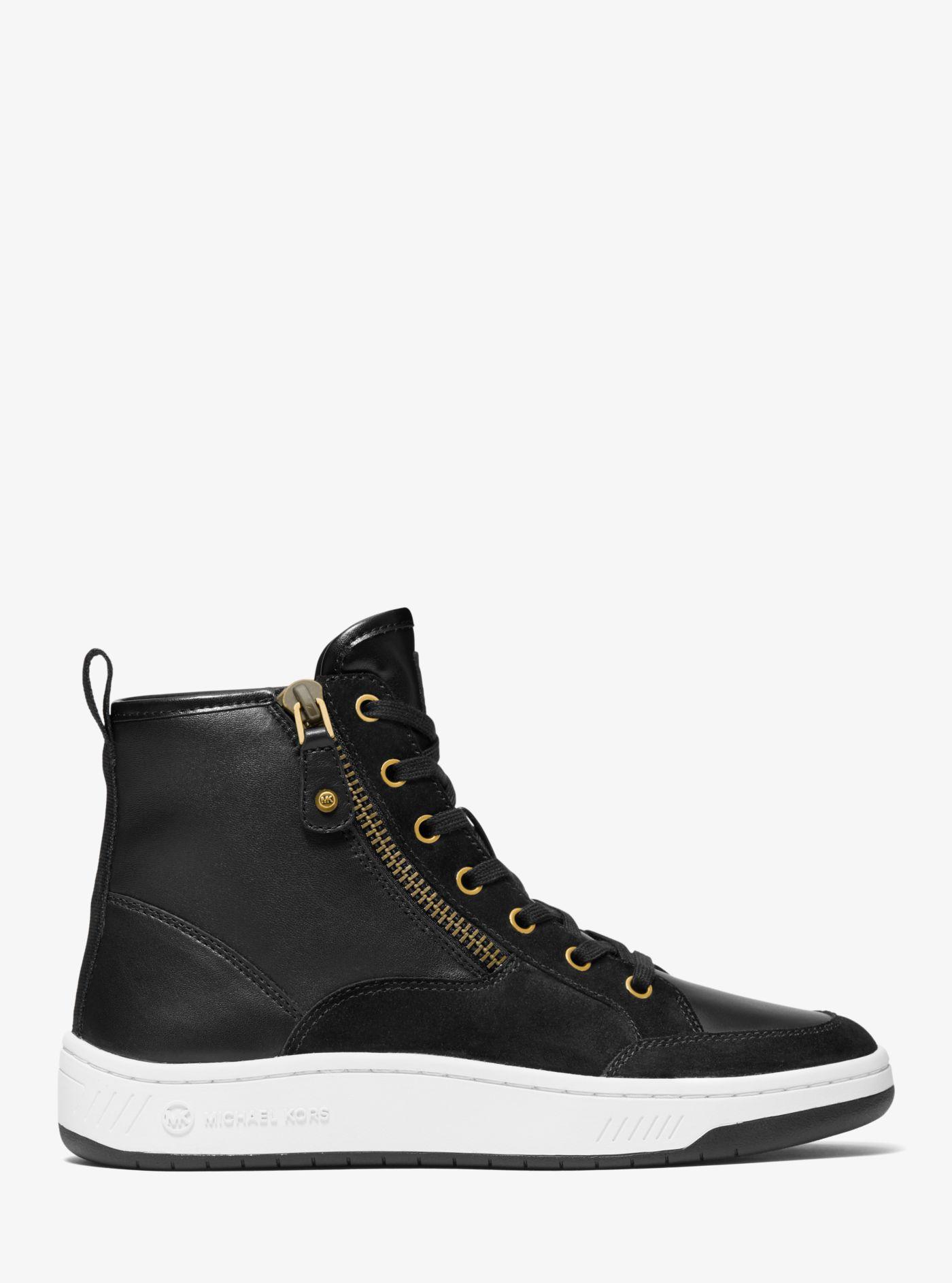Michael Kors Shea Leather And Suede High Top Sneaker in Black | Lyst