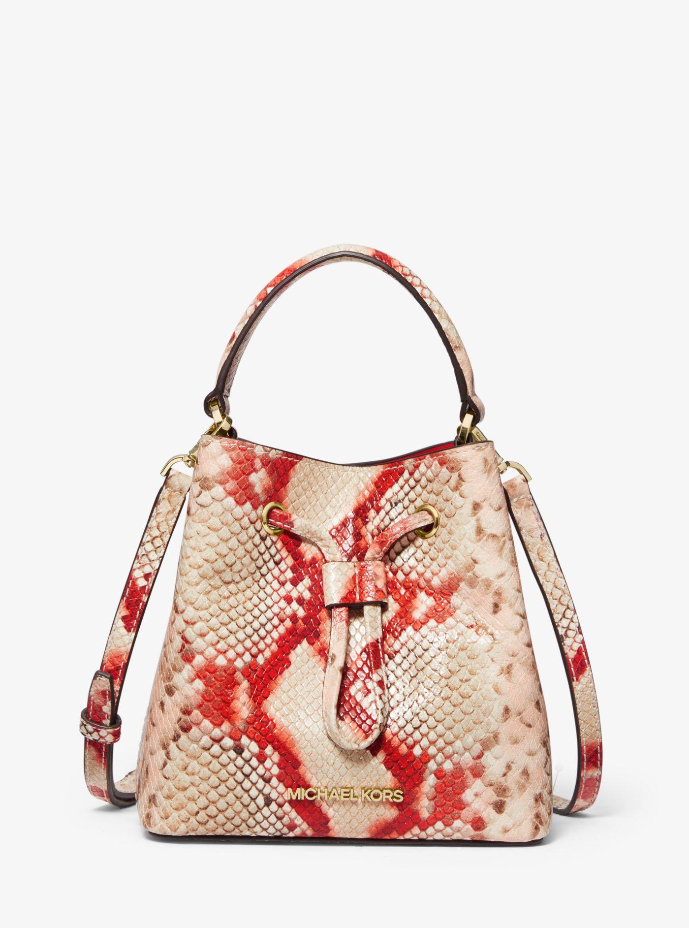 Michael Kors Leather Suri Small Python Embossed Crossbody Bag in Pink