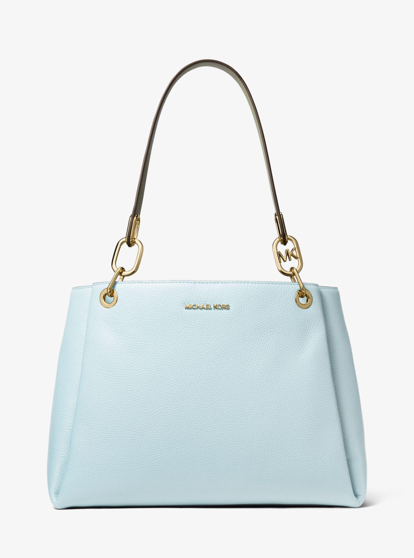 Michael Kors Trisha Large Pebbled Leather Shoulder Bag in Blue Lyst