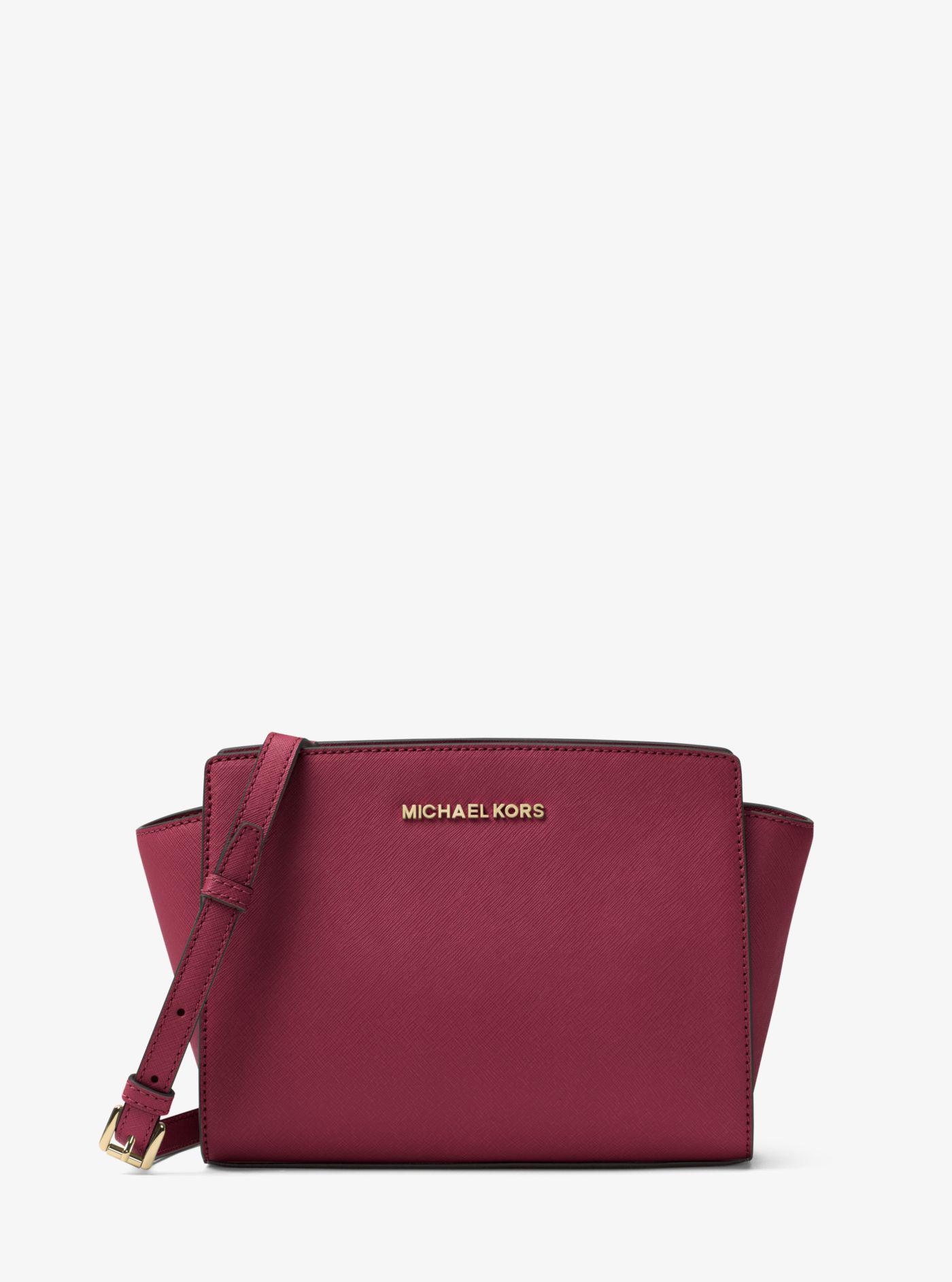 michael michael kors selma medium metallic leather crossbody