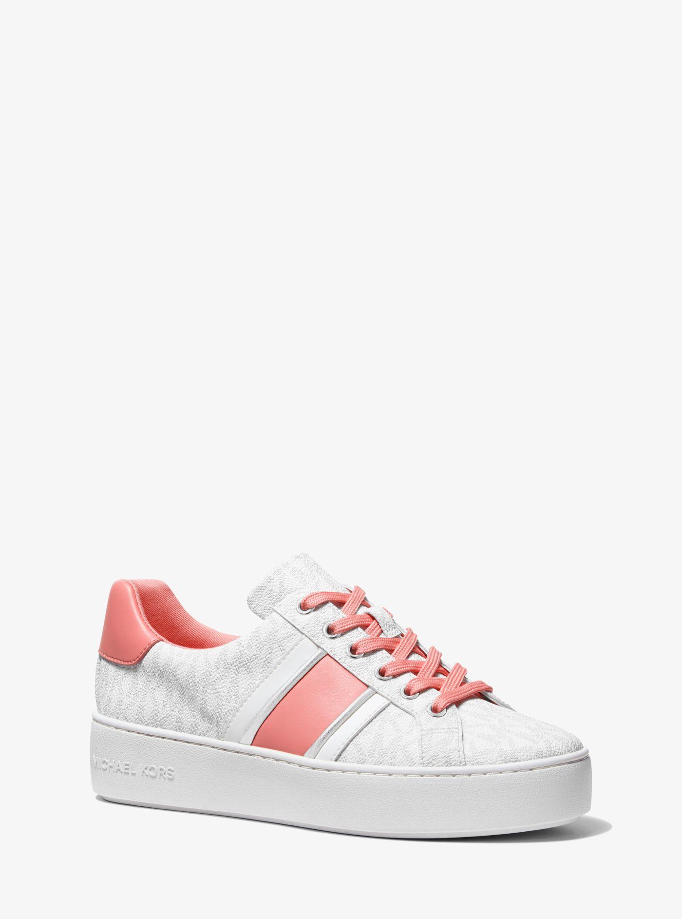 Michael Kors Poppy Logo Stripe Sneaker in Pink | Lyst