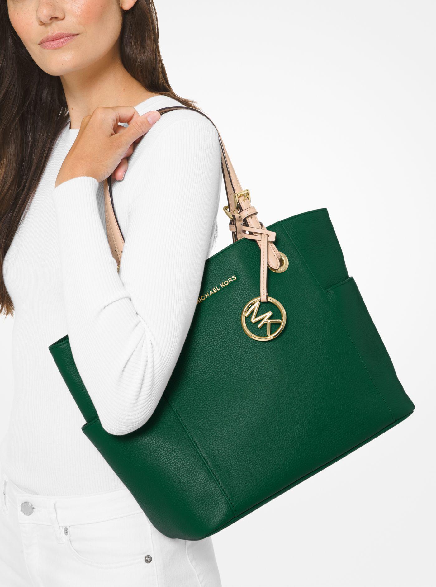 michael kors jet set pebbled leather tote