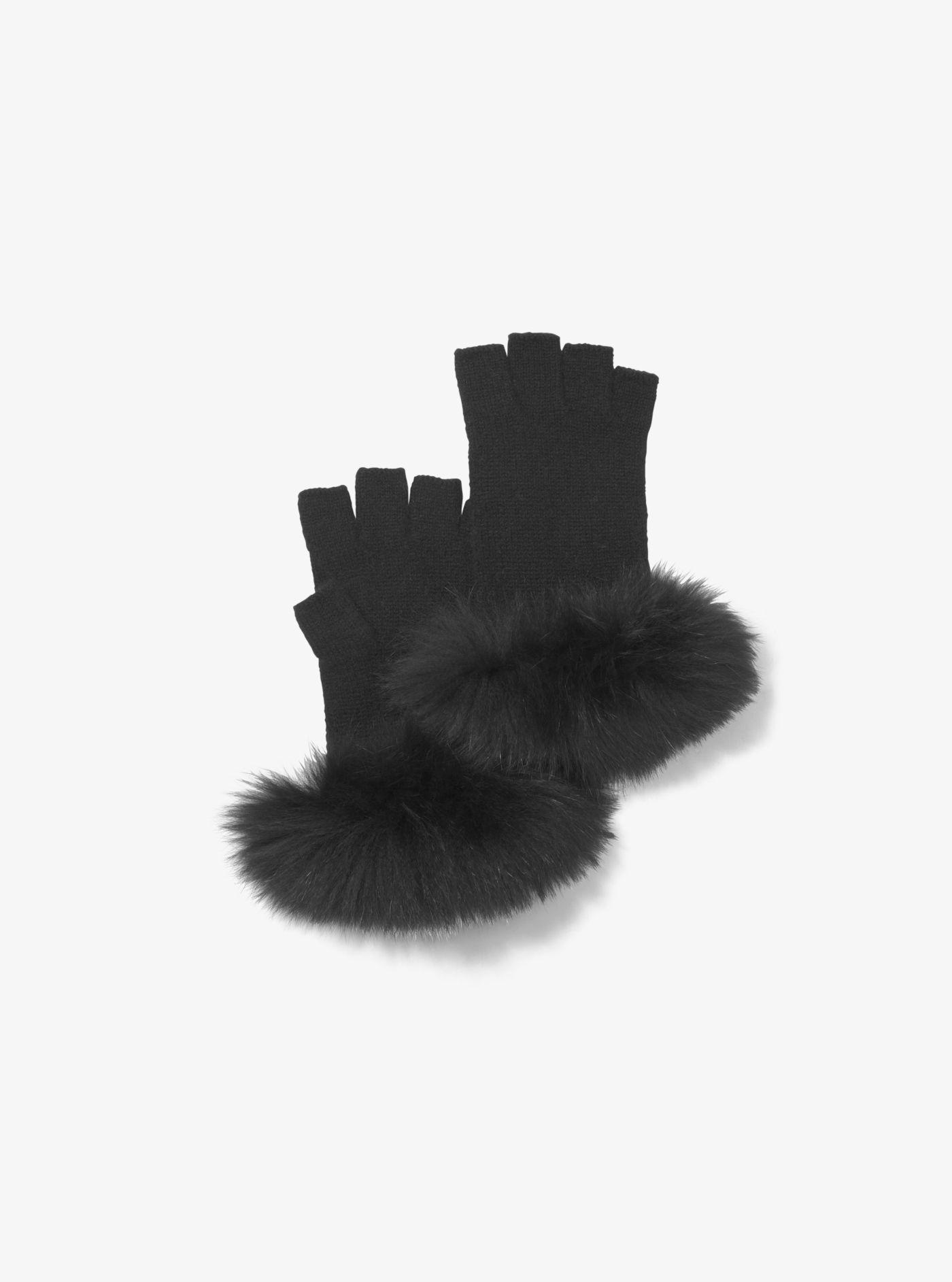fox fur trimmed gloves