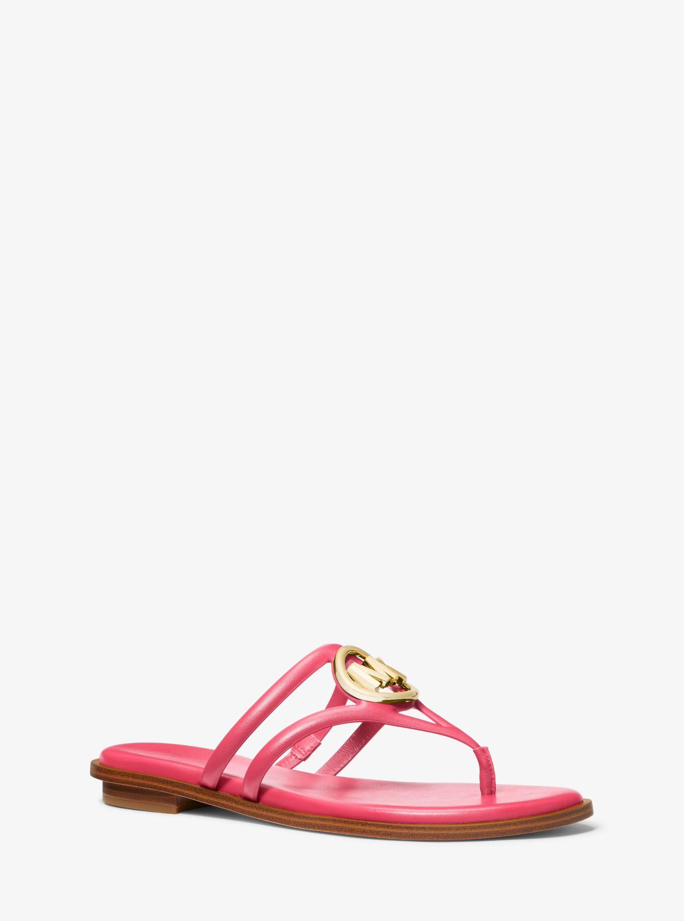Michael Kors Hampton Leather Sandal in Pink | Lyst