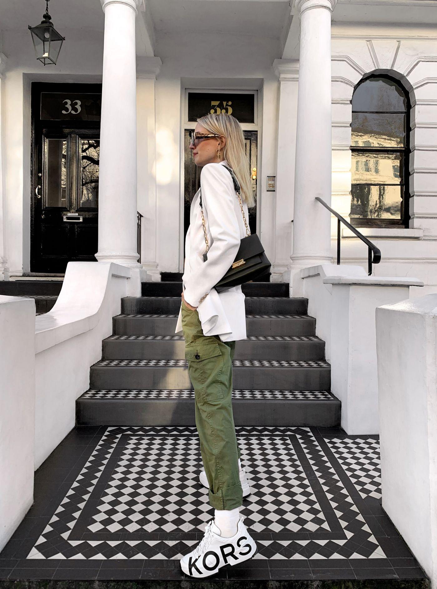 michael kors cosmo printed leather trainer