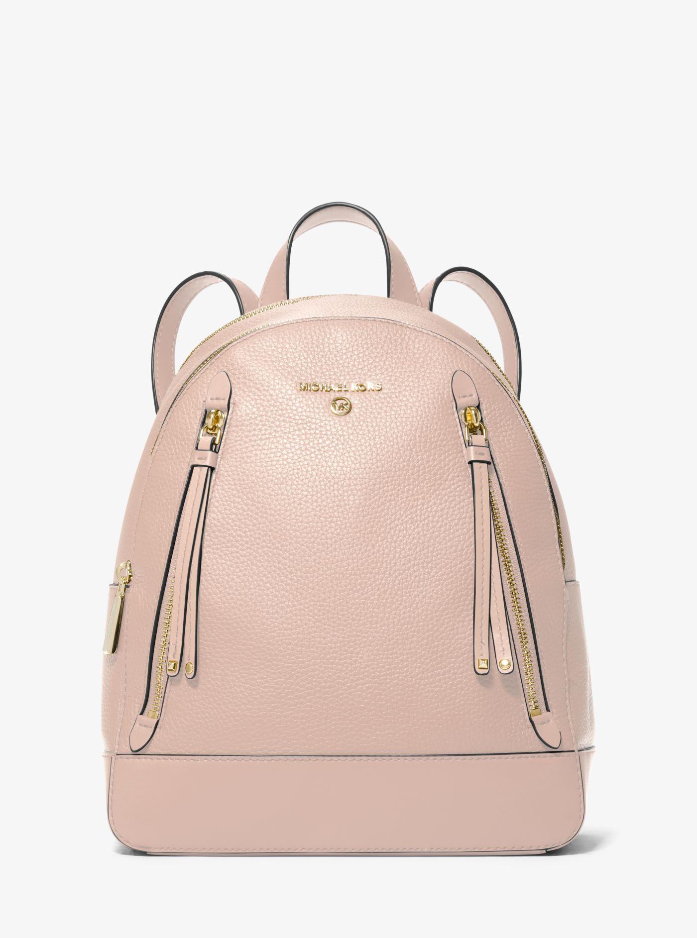 Michael Kors Brooklyn Medium Pebbled Leather Backpack in Pink | Lyst