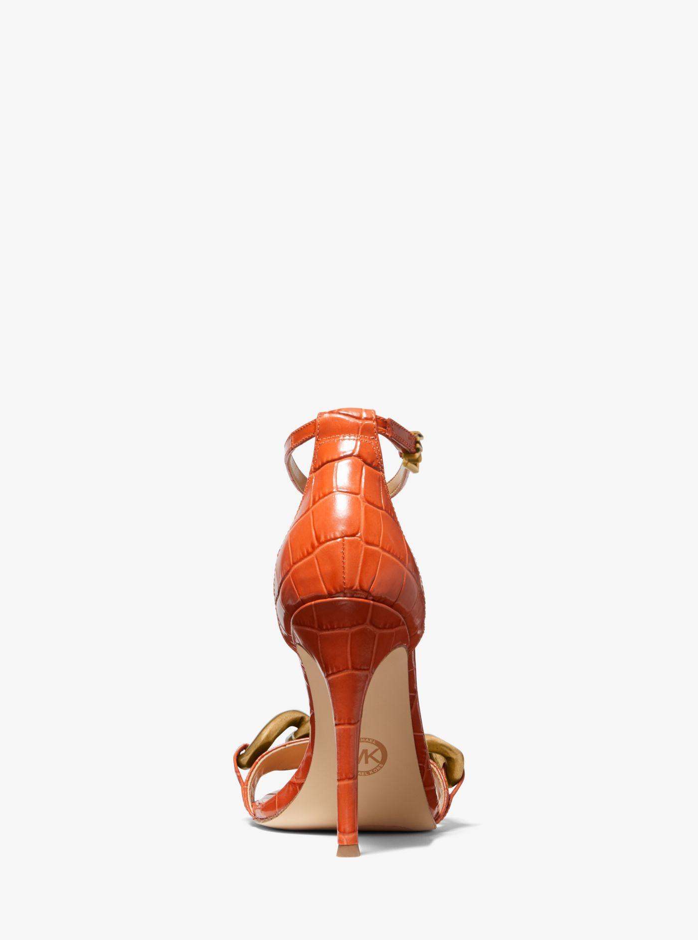 Crocodile Embossed Leather Sandal 