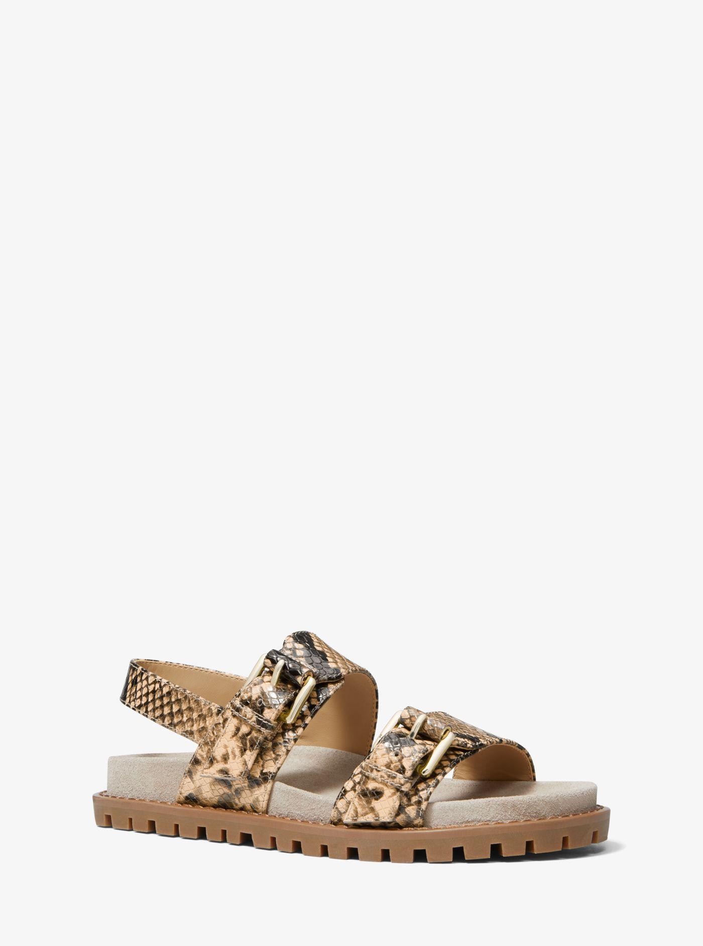 Michael Kors Judd Snake Embossed Leather Sandal in Natural Lyst