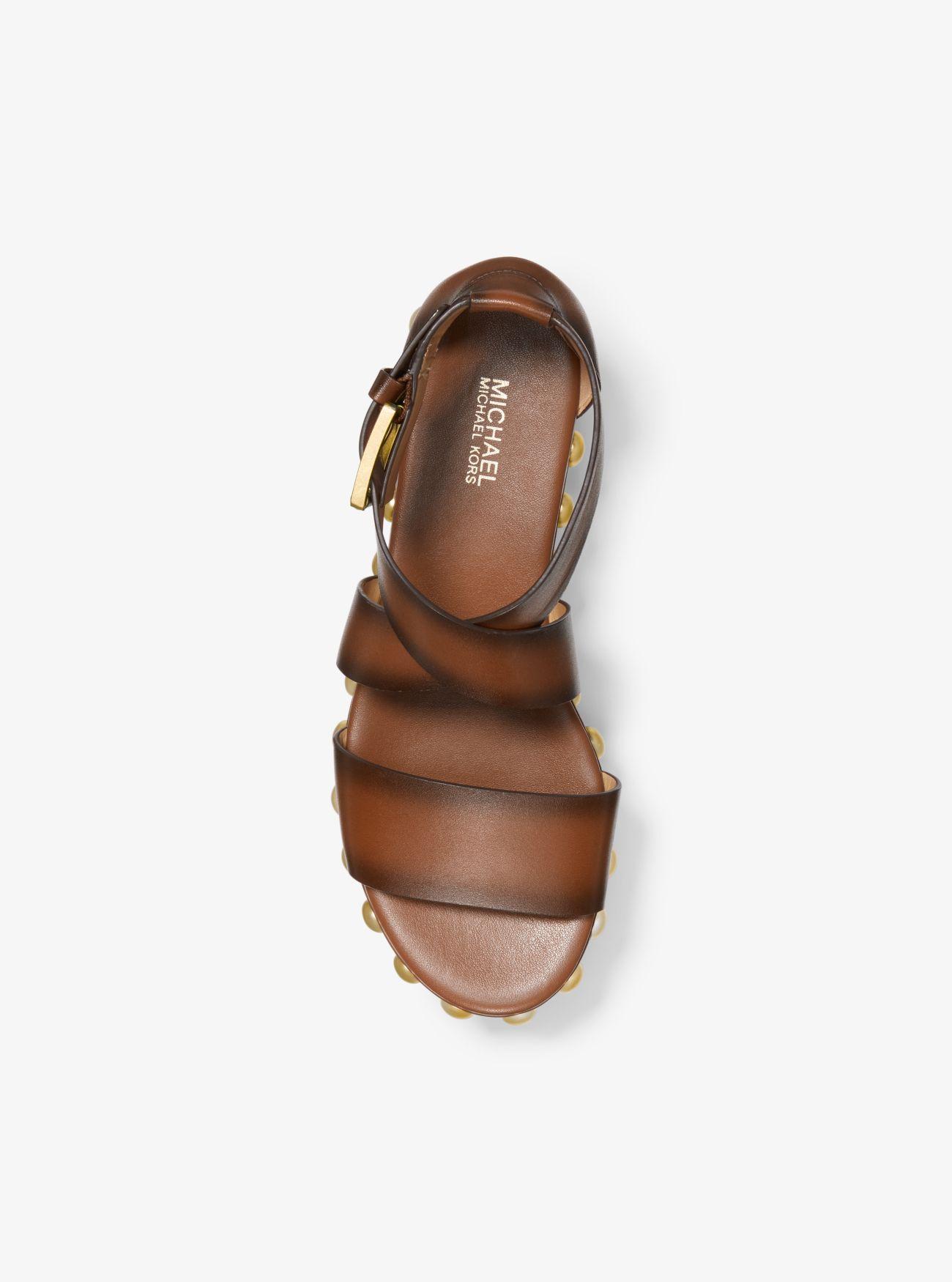 Michael Kors Garner Studded Burnished Leather Flatform in Brown | Lyst